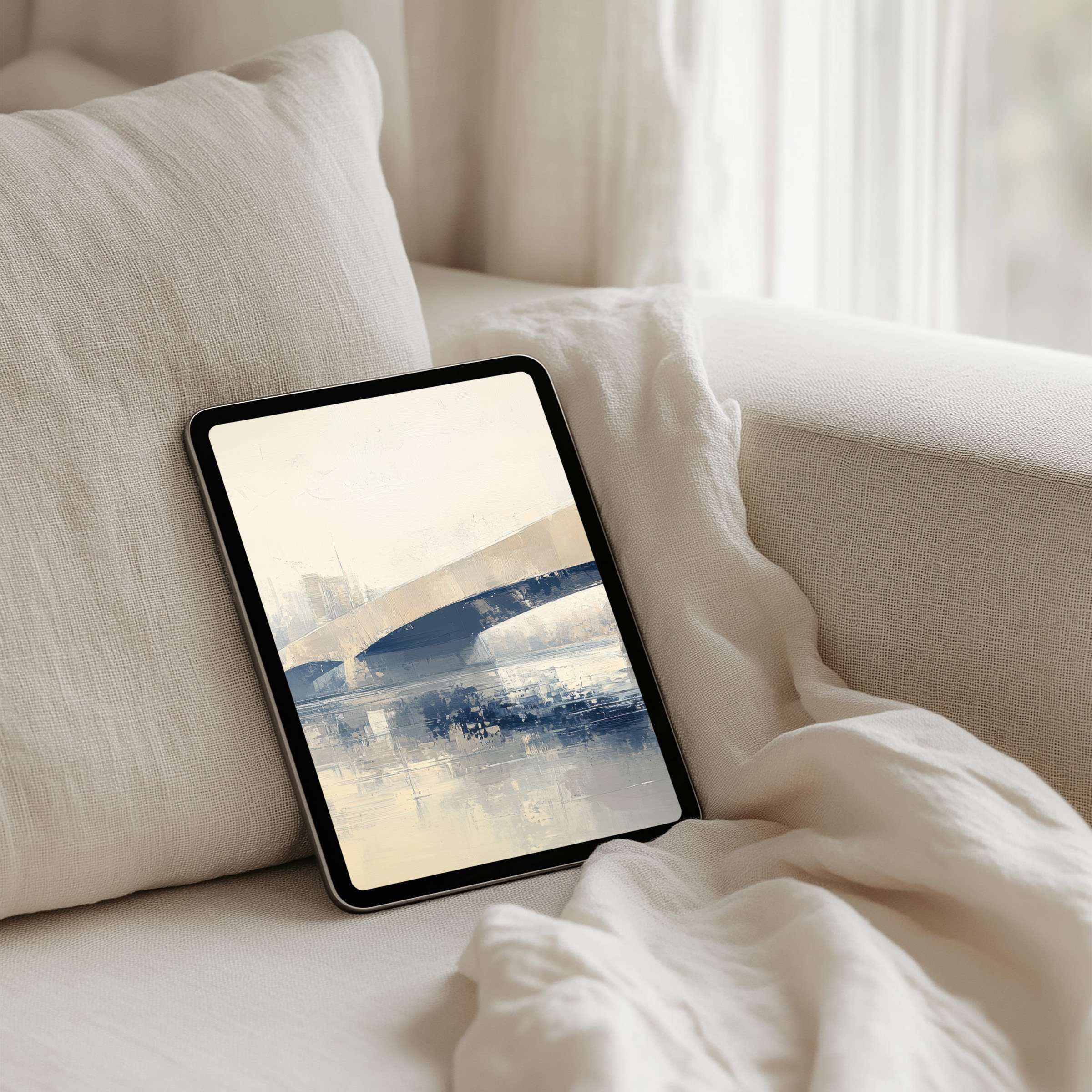 Elegant abstract bridge art as an iPad background offers instant download for tablet users seeking calm and inspirational aesthetics