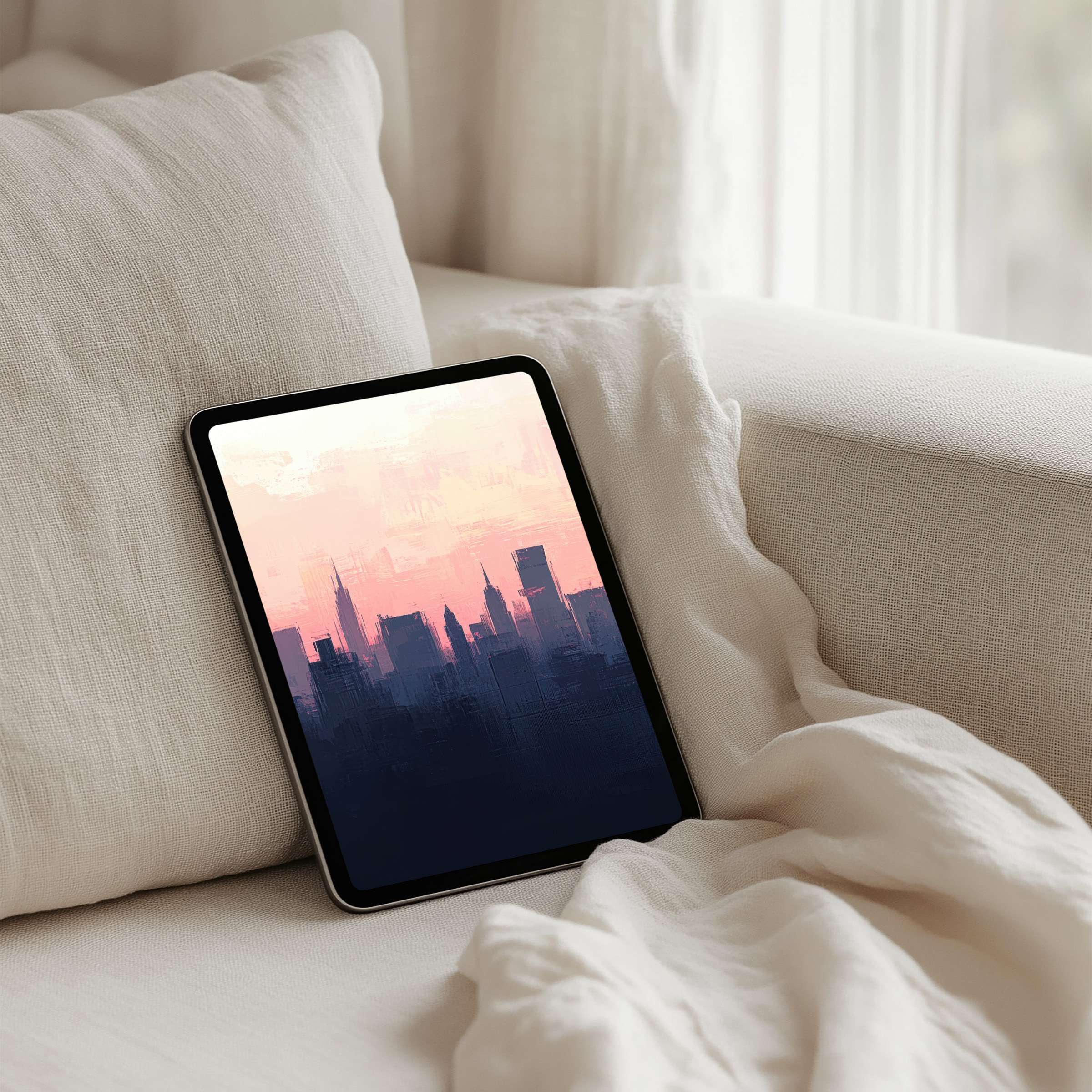 Elegant cityscape iPad background evokes calm and inspiration, perfect for tablet users seeking instant download and mindfulness escape