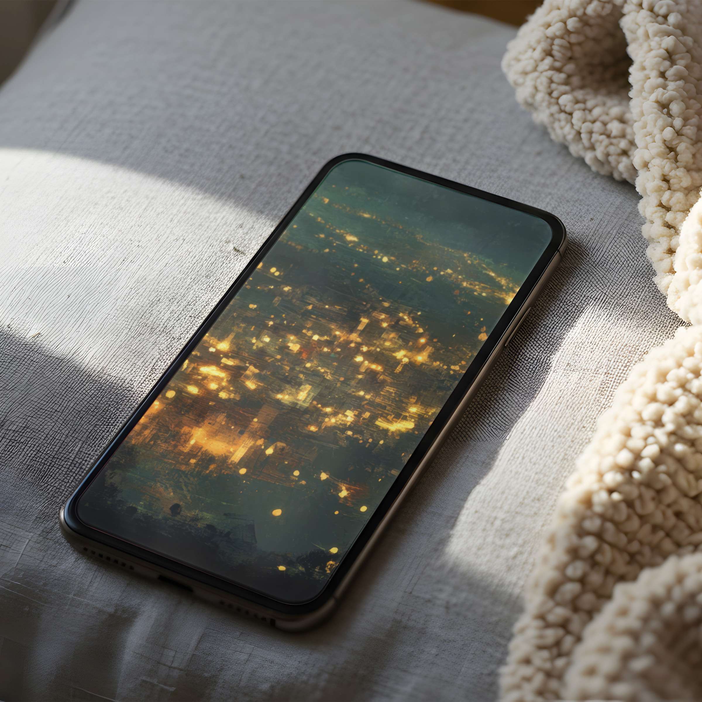 Elegant cityscape phone wallpaper featuring warm golden hues inspires tranquility, perfect high resolution digital download for iPhone or Android