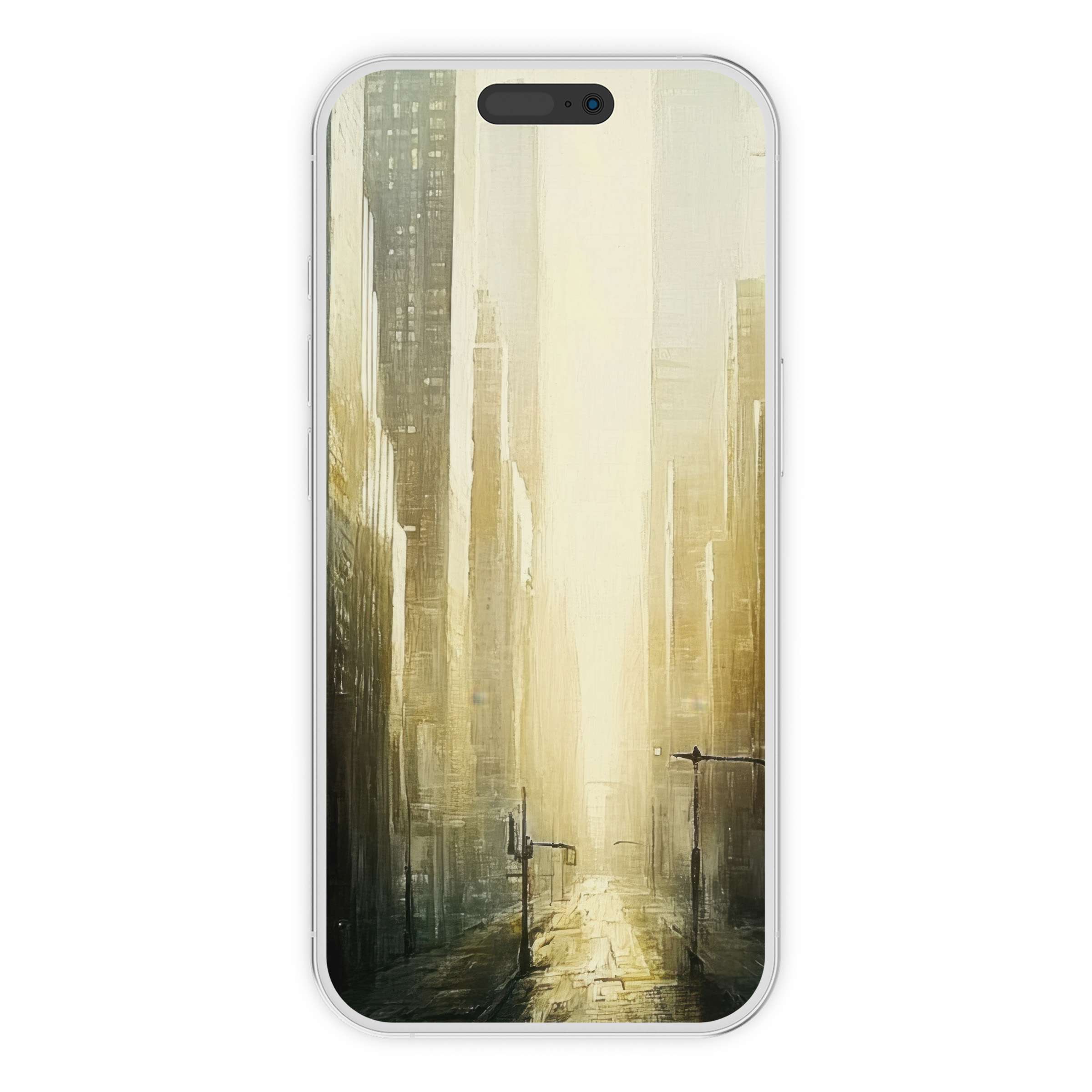 Elegant urban art iPhone wallpaper in soft hues captures serene cityscape ideal for phone background digital download for all devices