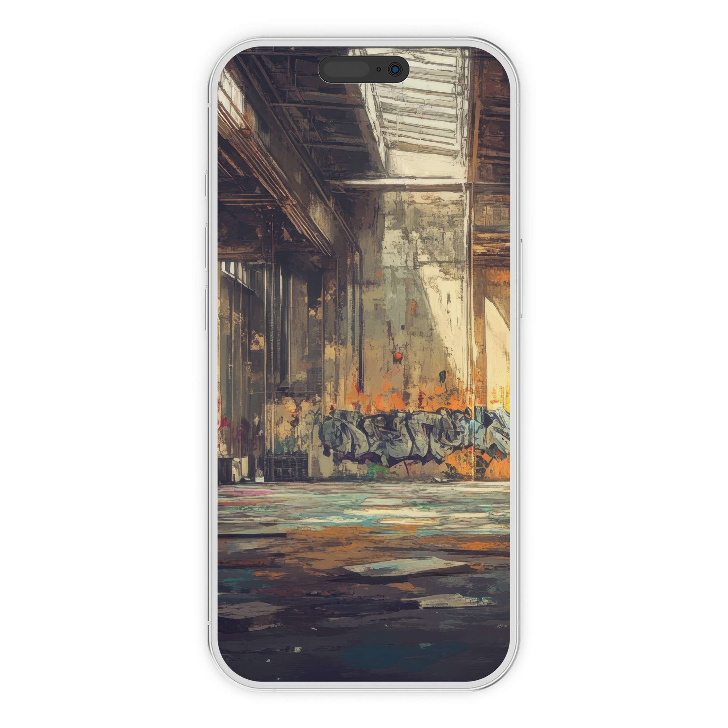 Urban art iPhone wallpaper featuring serene graffiti textures and warm tones, perfect digital download for elegant phone background