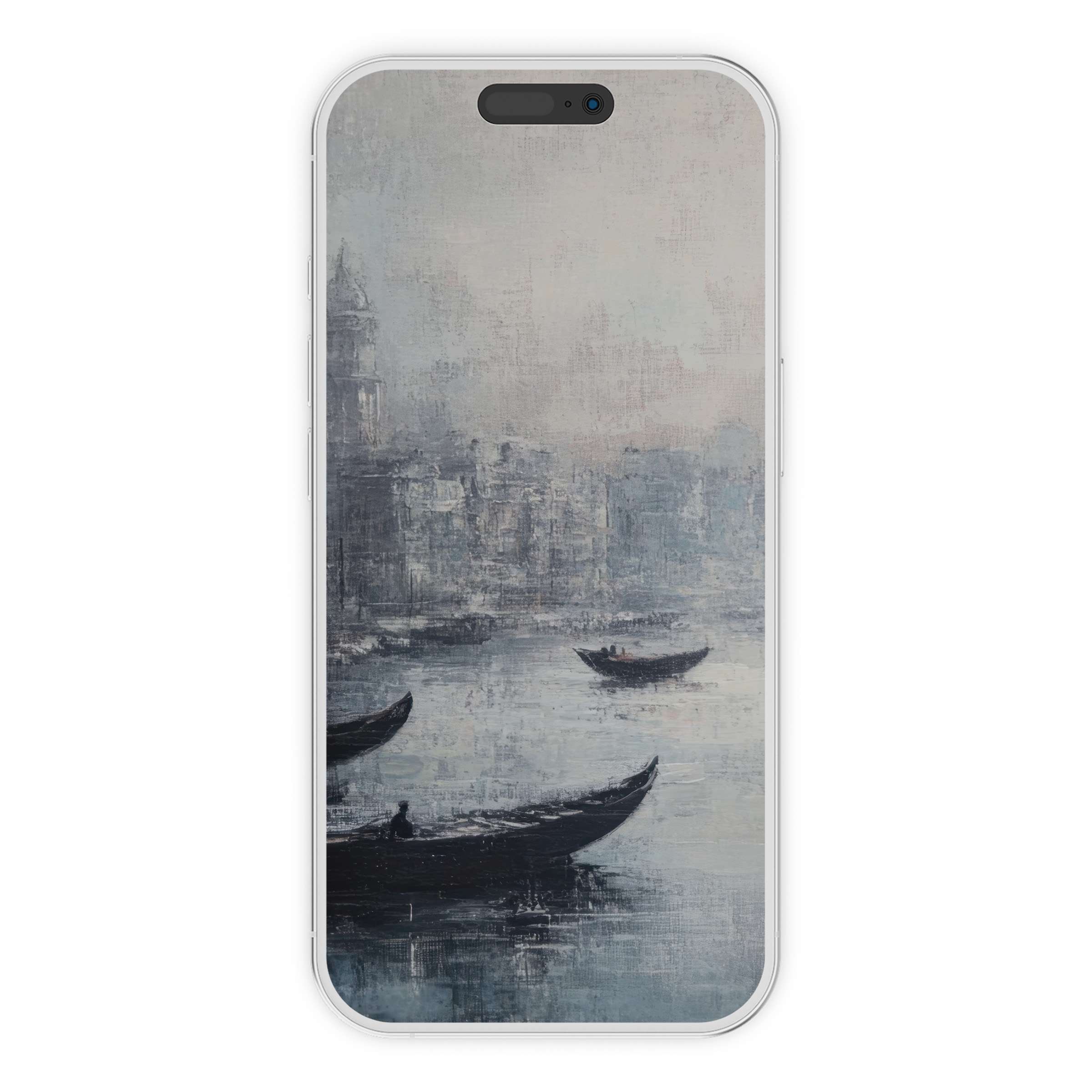 Elegant urban art iPhone wallpaper with serene watercolor boats offers a calming digital download background for any phone