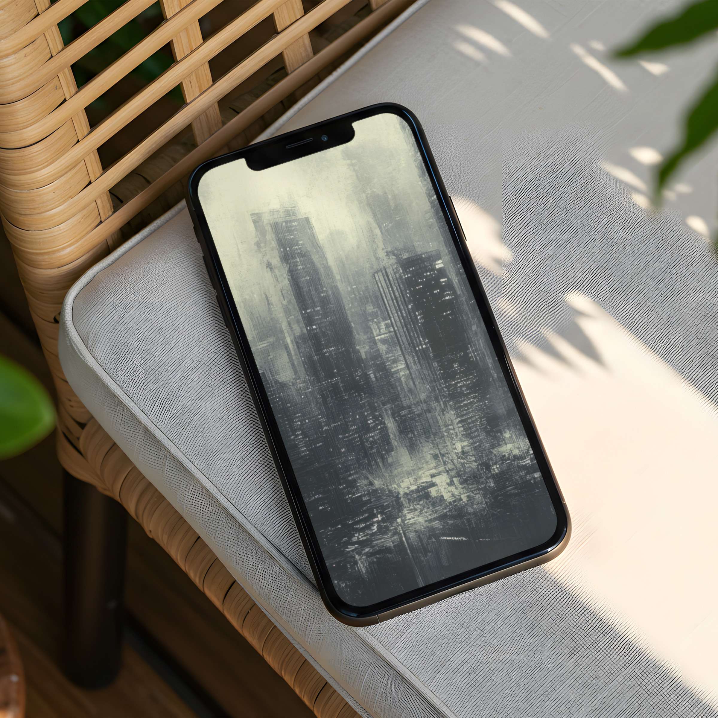 Urban grayscale abstract iPhone background evokes calm inspiration and elegance for mindful phone users instant download available