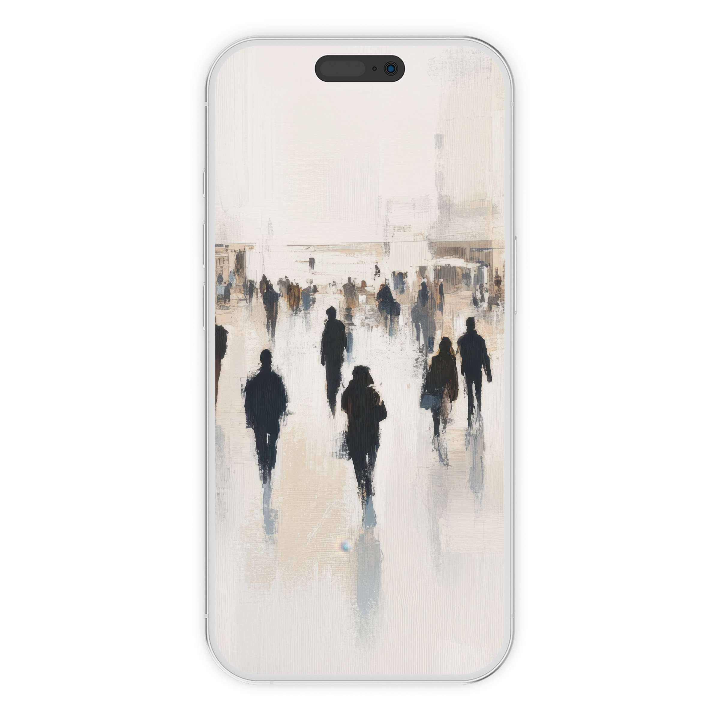 Urban art iPhone wallpaper features soft pastel tones capturing an artistic cityscape perfect for phone background digital download