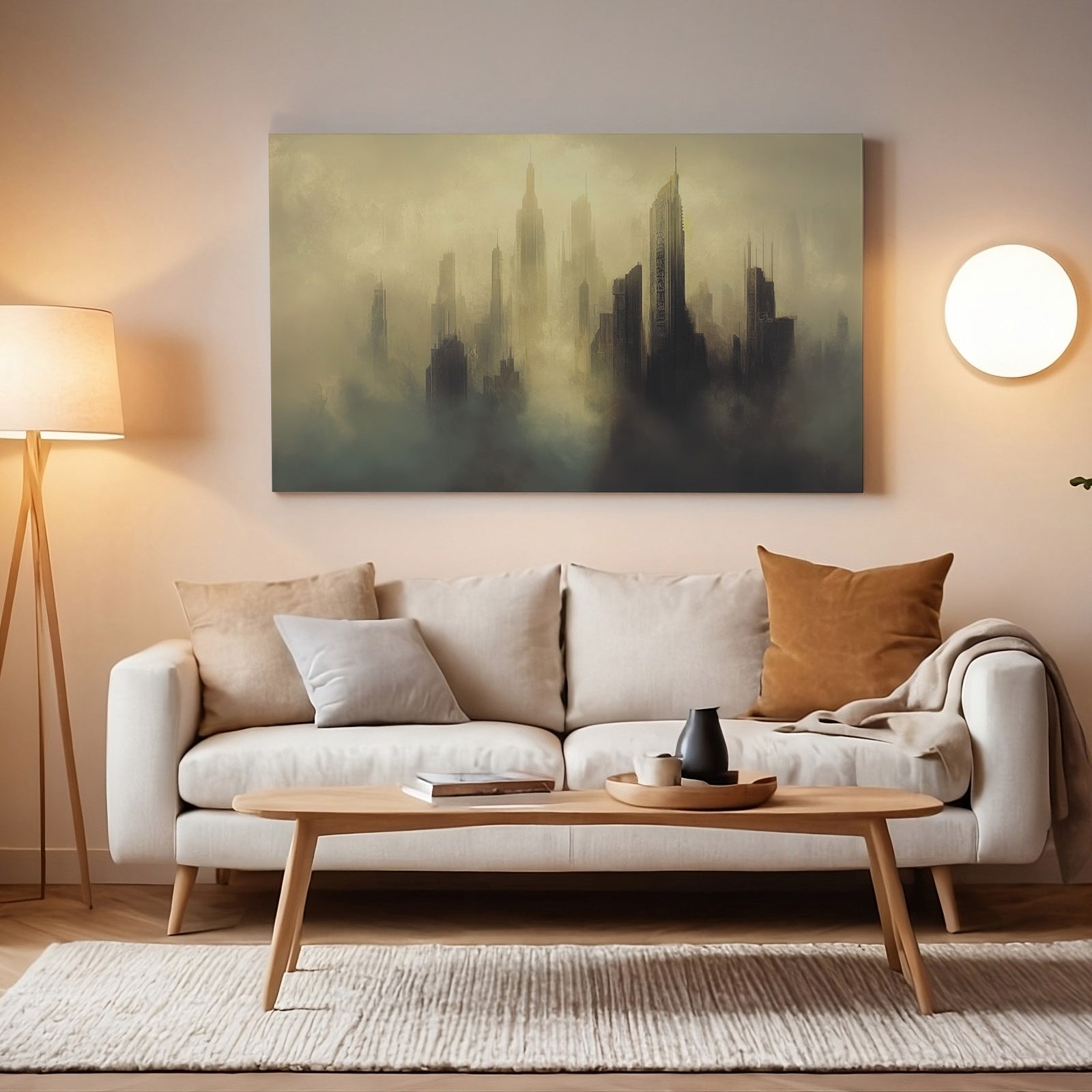 Urban Digital Art Print in minimalist living room