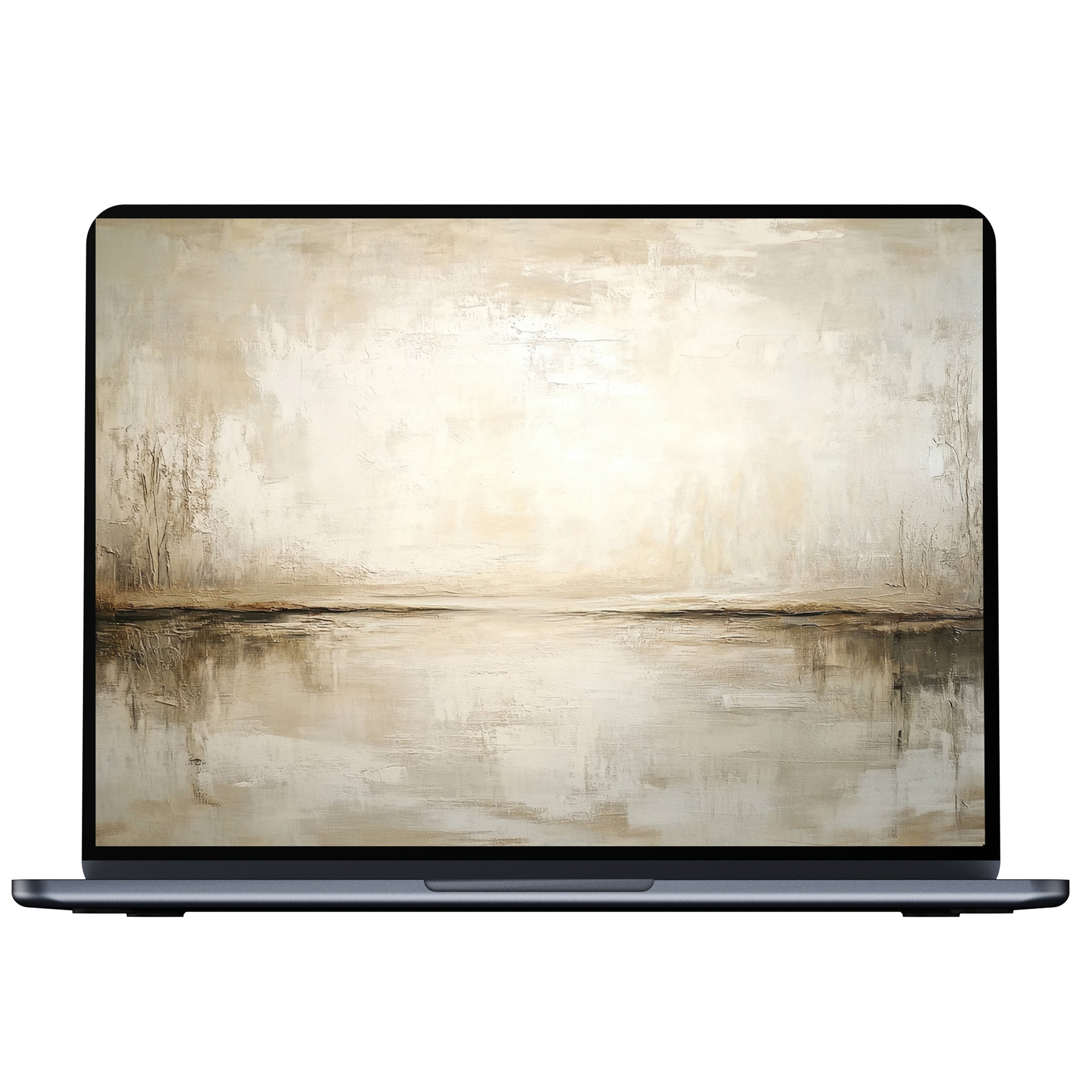 Serene vintage desktop wallpaper digital download with soft beige abstract textures for PC, laptop, and Mac, evoking calm and elegance