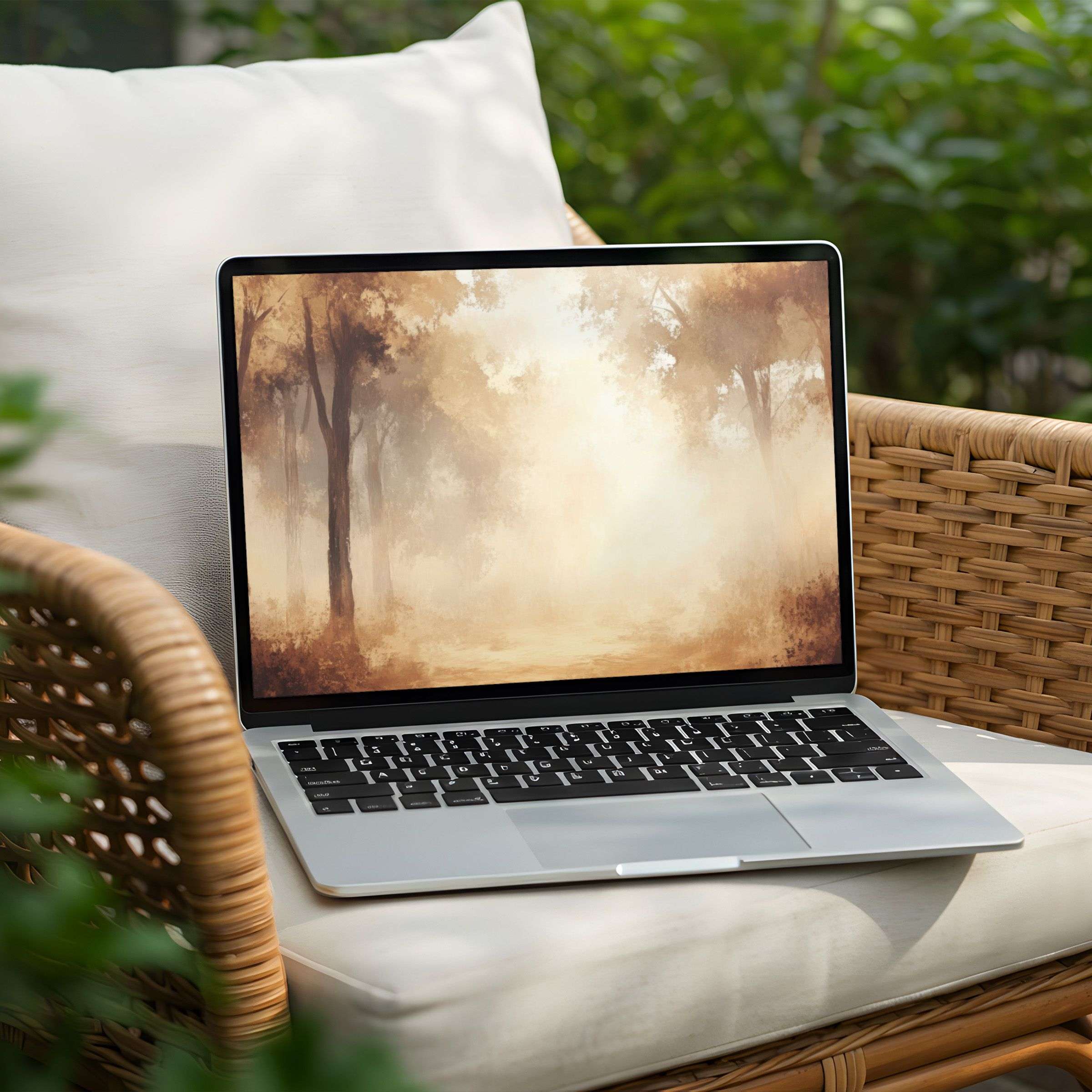 Serene forest-themed desktop background for PC or Laptop, offering instant download to inspire elegance and mindfulness