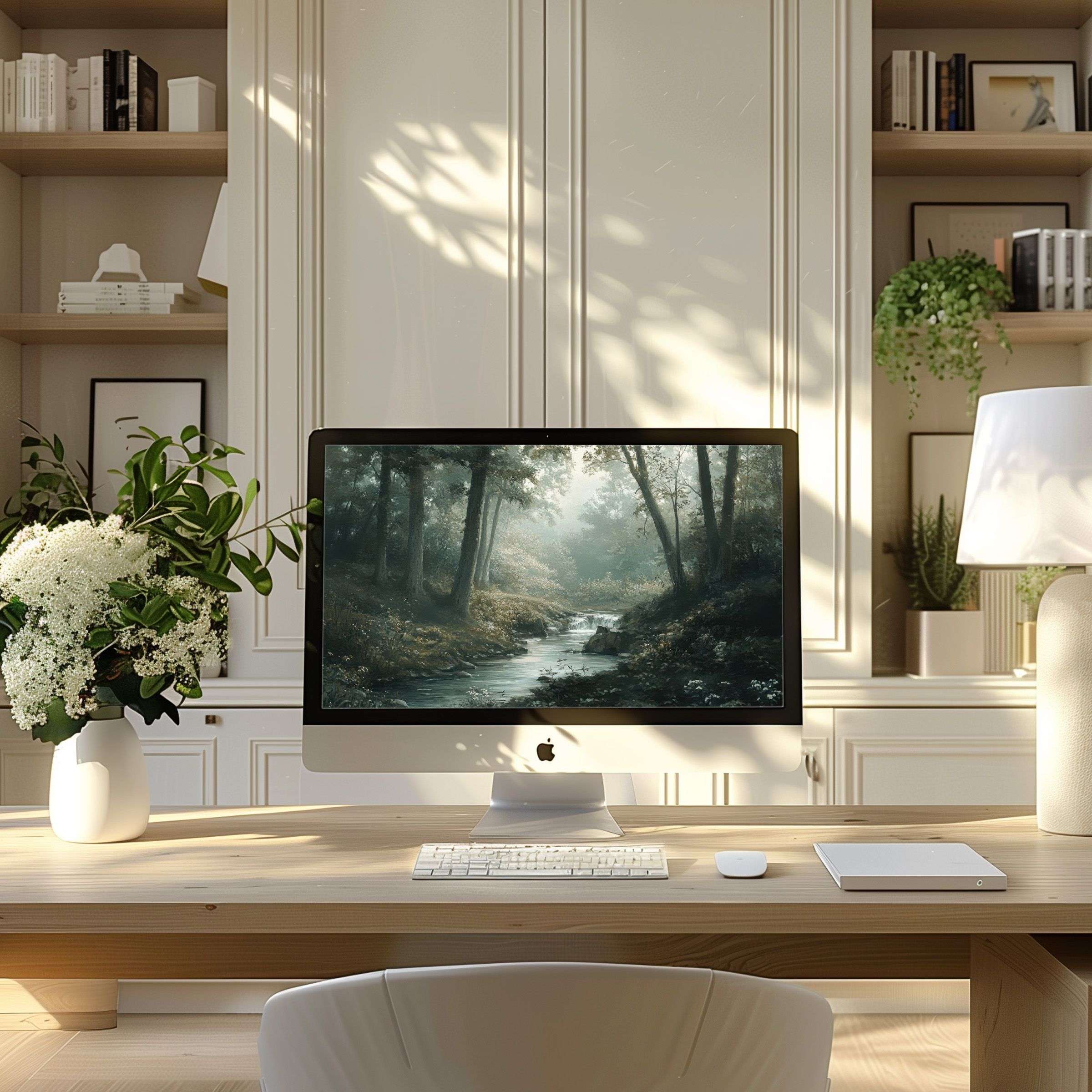 Inspiring nature-themed wallpaper for computer enhances any modern home office, perfect for PC or laptop, offering calm and elegance