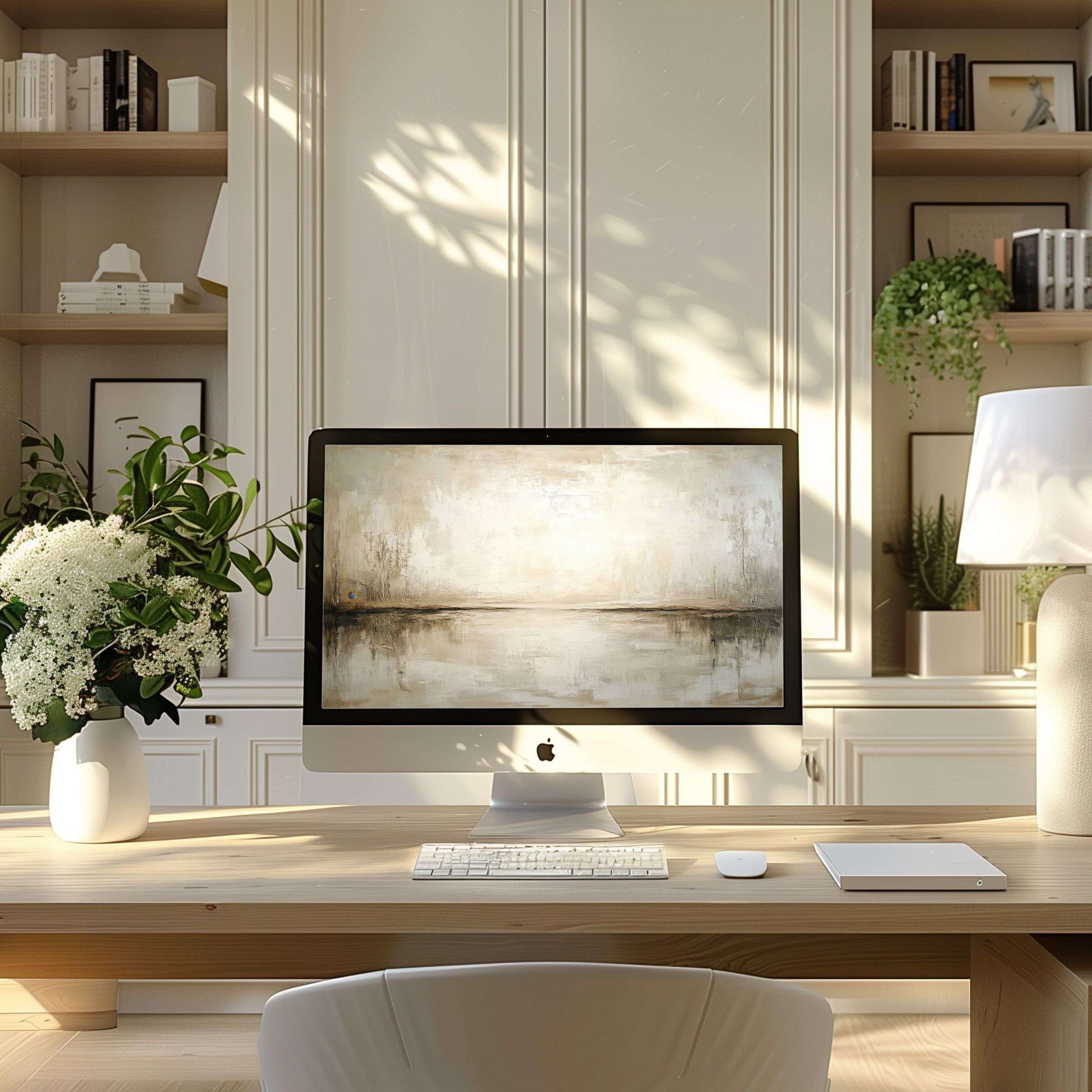 Elegant abstract wallpaper for computer inspires calm in a modern office setting, perfect for PC, Laptop, ultrawide downloads