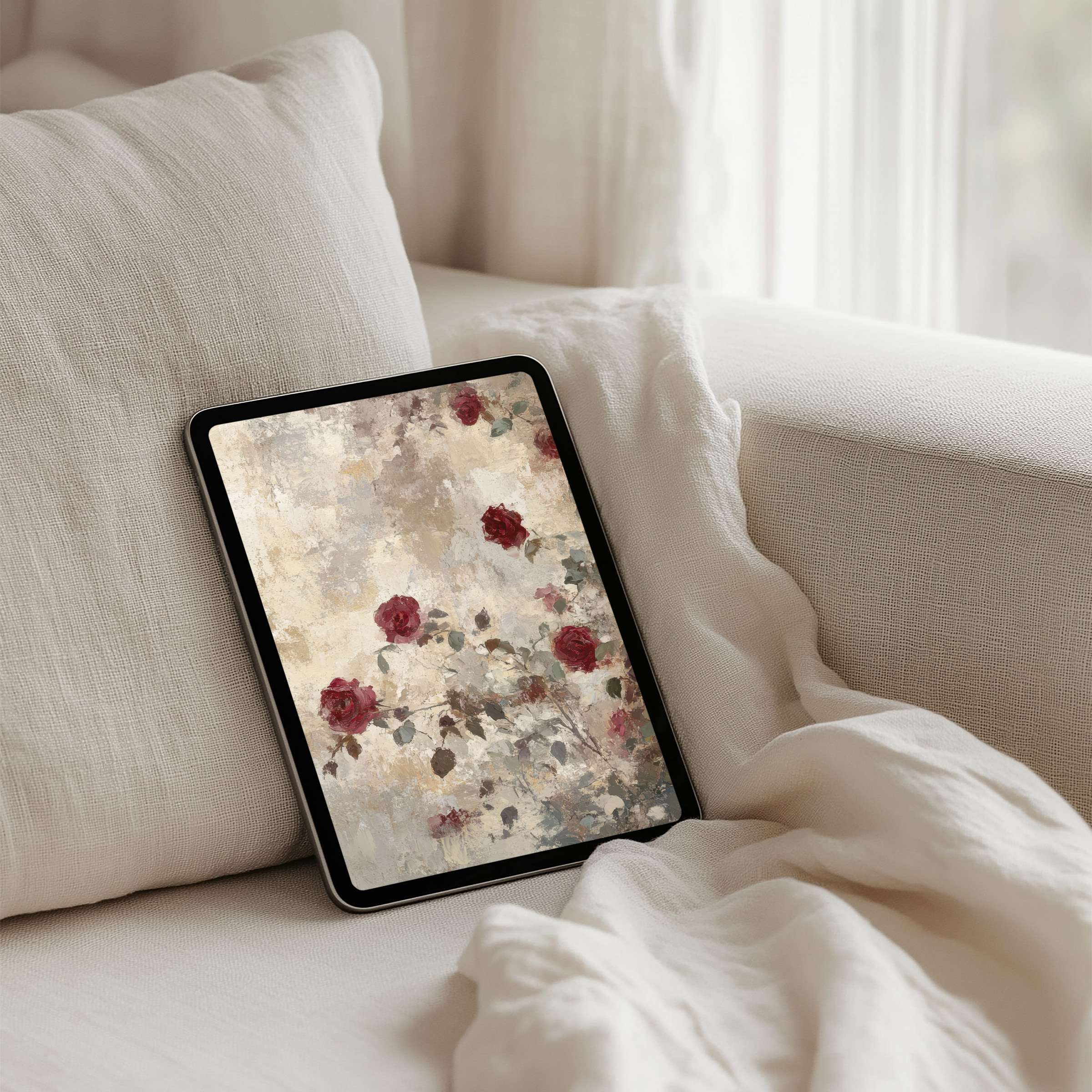 Elegant floral art iPad background brings calm inspiration to your tablet with instant download for iPad Samsung Android users