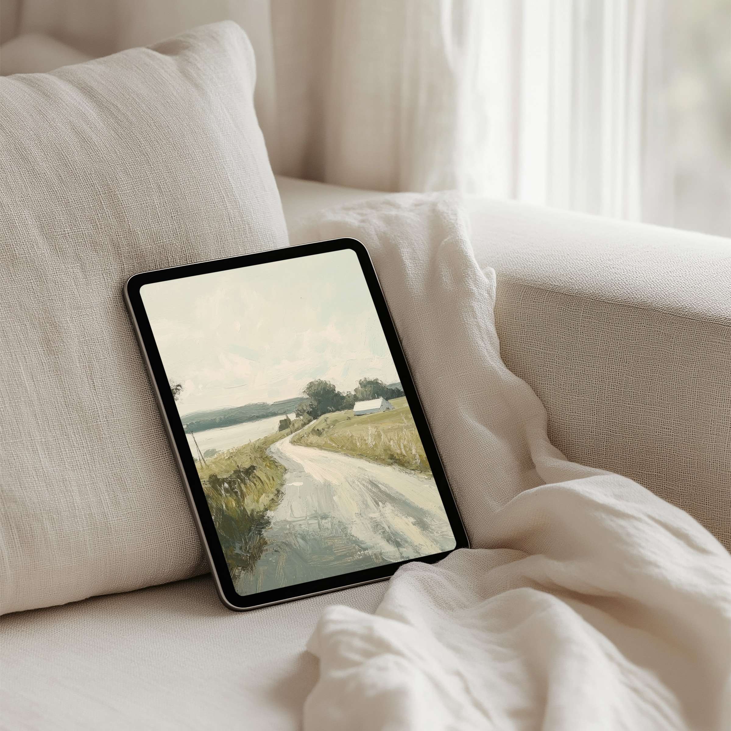 Calm and elegant iPad background in soft earth tones for a tablet instant download to inspire mindfulness and tranquility