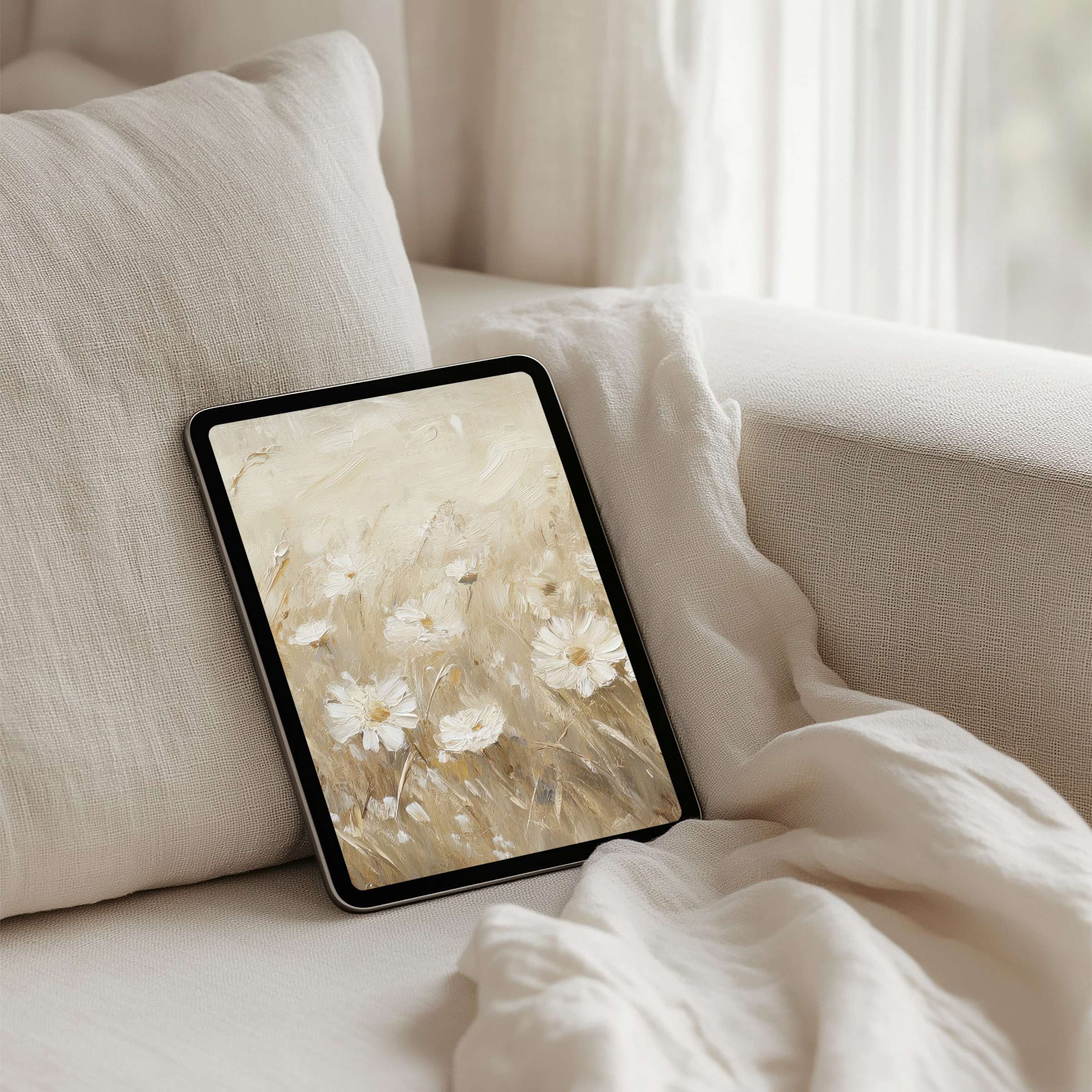 Elegant floral iPad background in muted tones for instant download bringing calm inspiration to any tablet screen setup