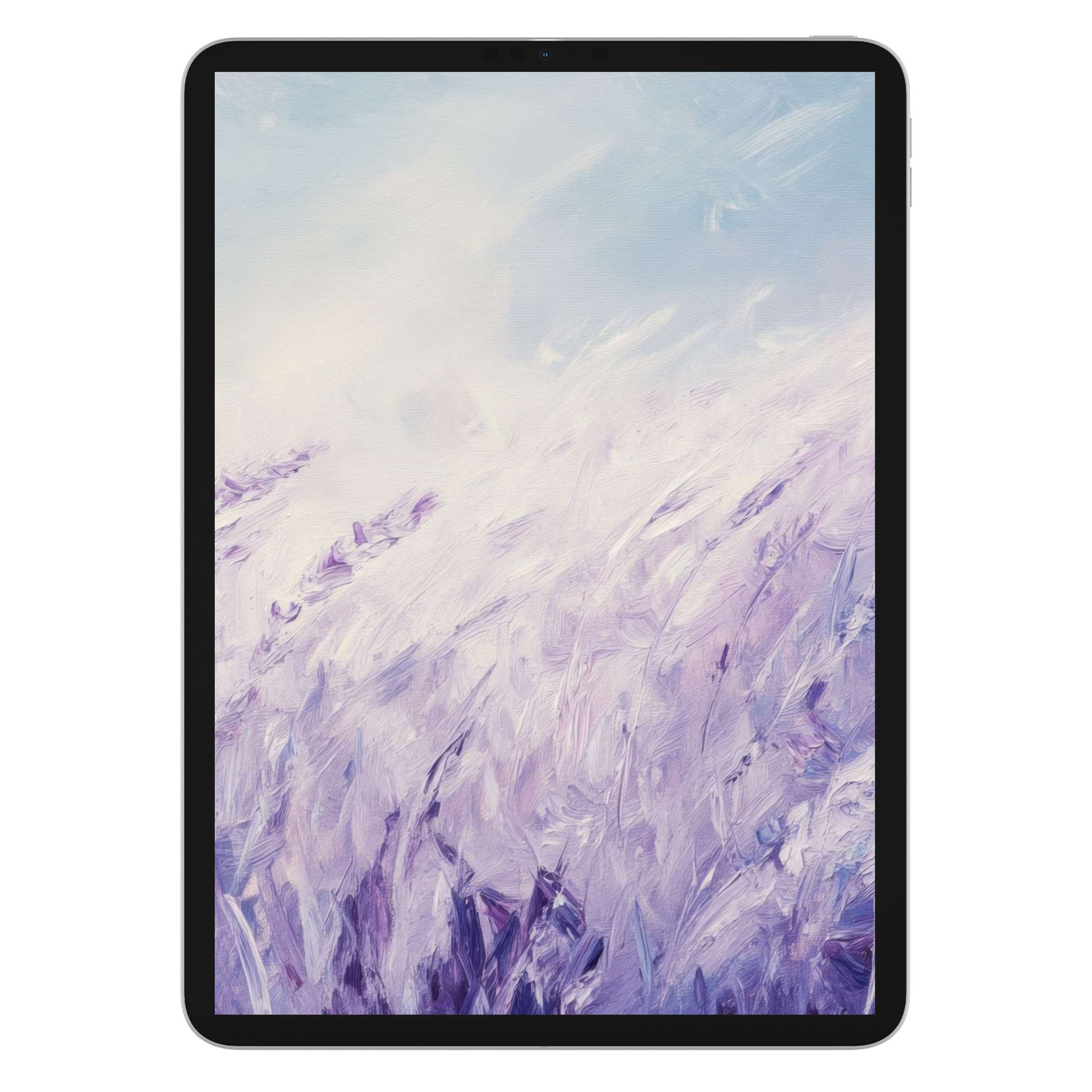 Elegant vintage iPad wallpaper featuring serene lavender brushstrokes, perfect for tablet backgrounds, digital download available