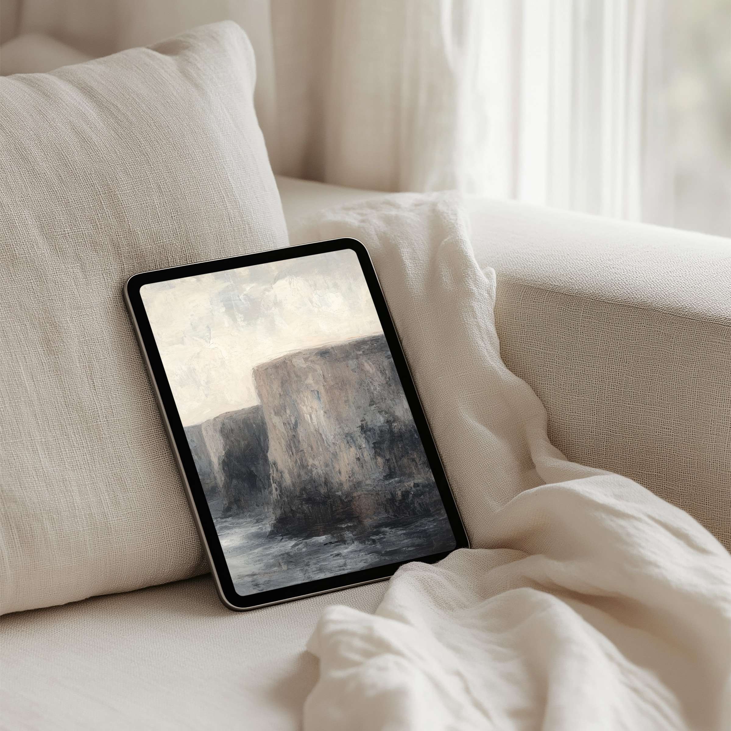 Tranquil iPad background art with neutral tones evokes elegance and mindfulness instant download for any tablet lover