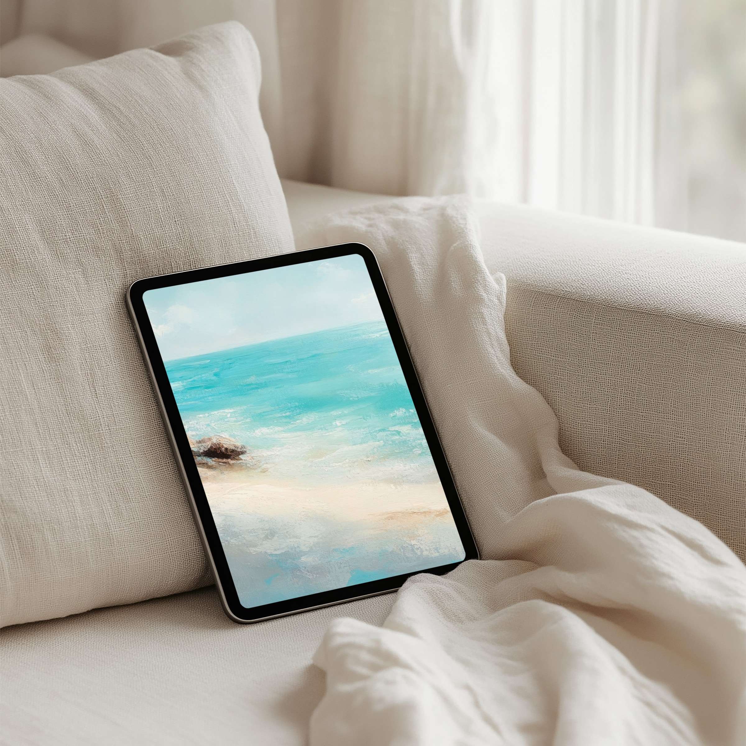 Serene ocean-inspired iPad background for instant download fits tablet screens bringing calm and elegance to daily digital use
