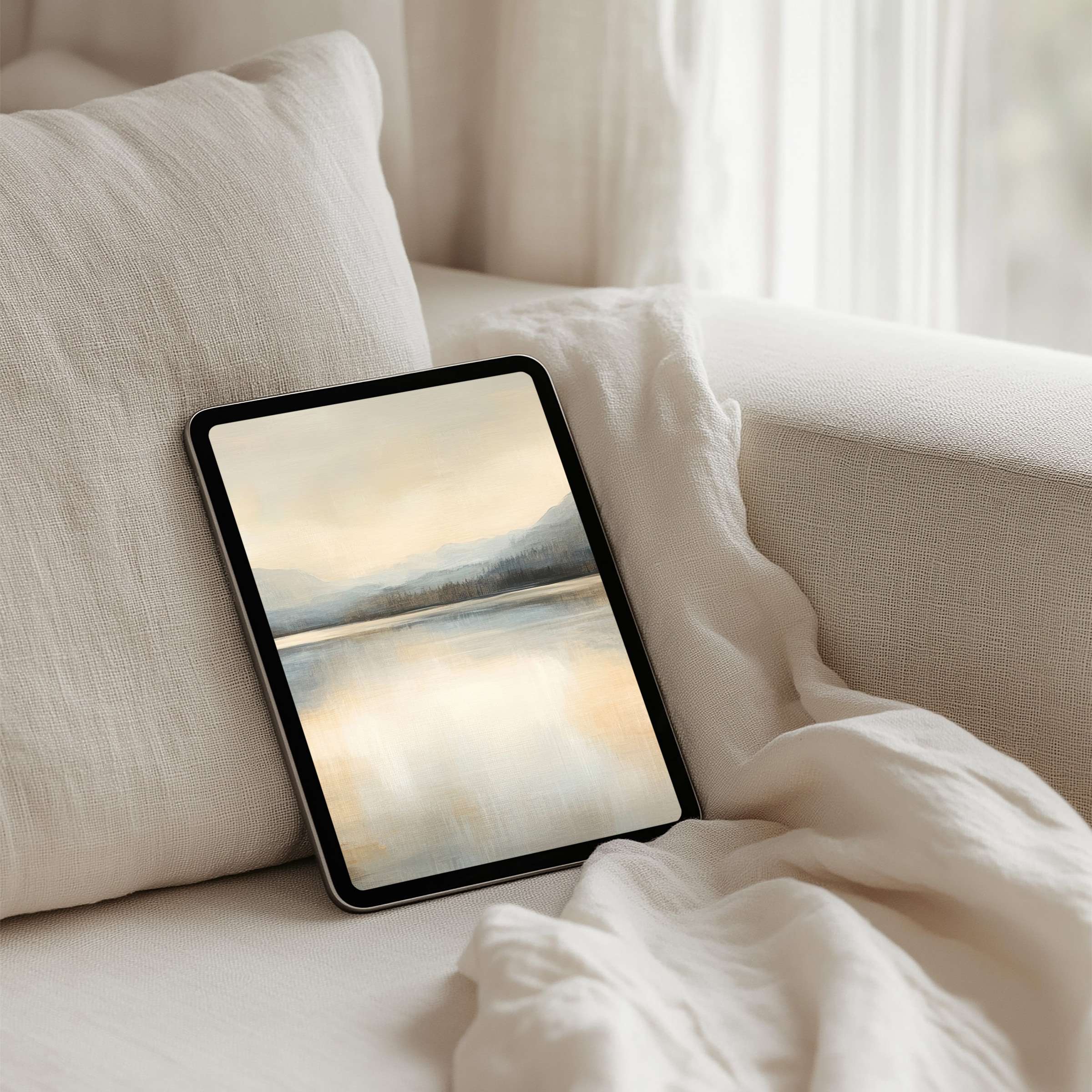 Serene landscape iPad background for instant download radiates calm elegance on your tablet enhancing mindfulness and inspiration
