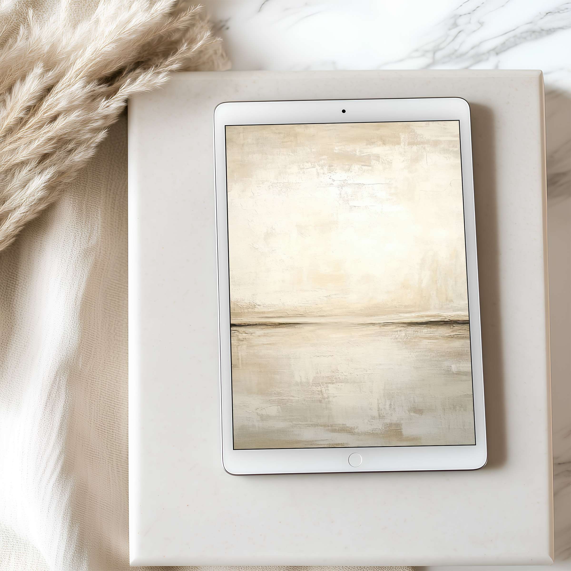 Elegant tablet wallpaper featuring serene beige abstract art enhances your iPad's aesthetic with calming tones and high resolution download