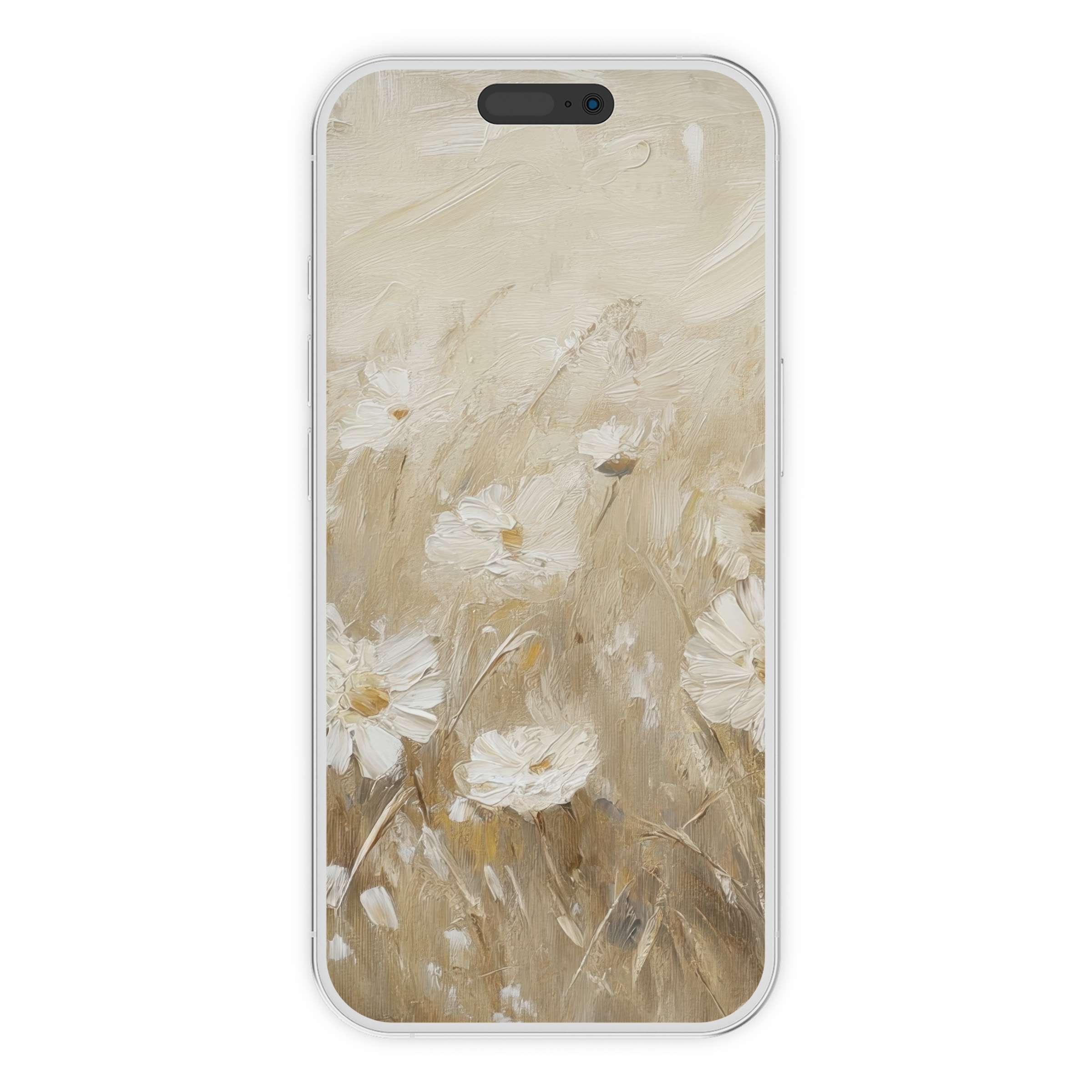 Elegant vintage iPhone wallpaper featuring soft beige abstract floral textures, a soothing phone background digital download for all devices