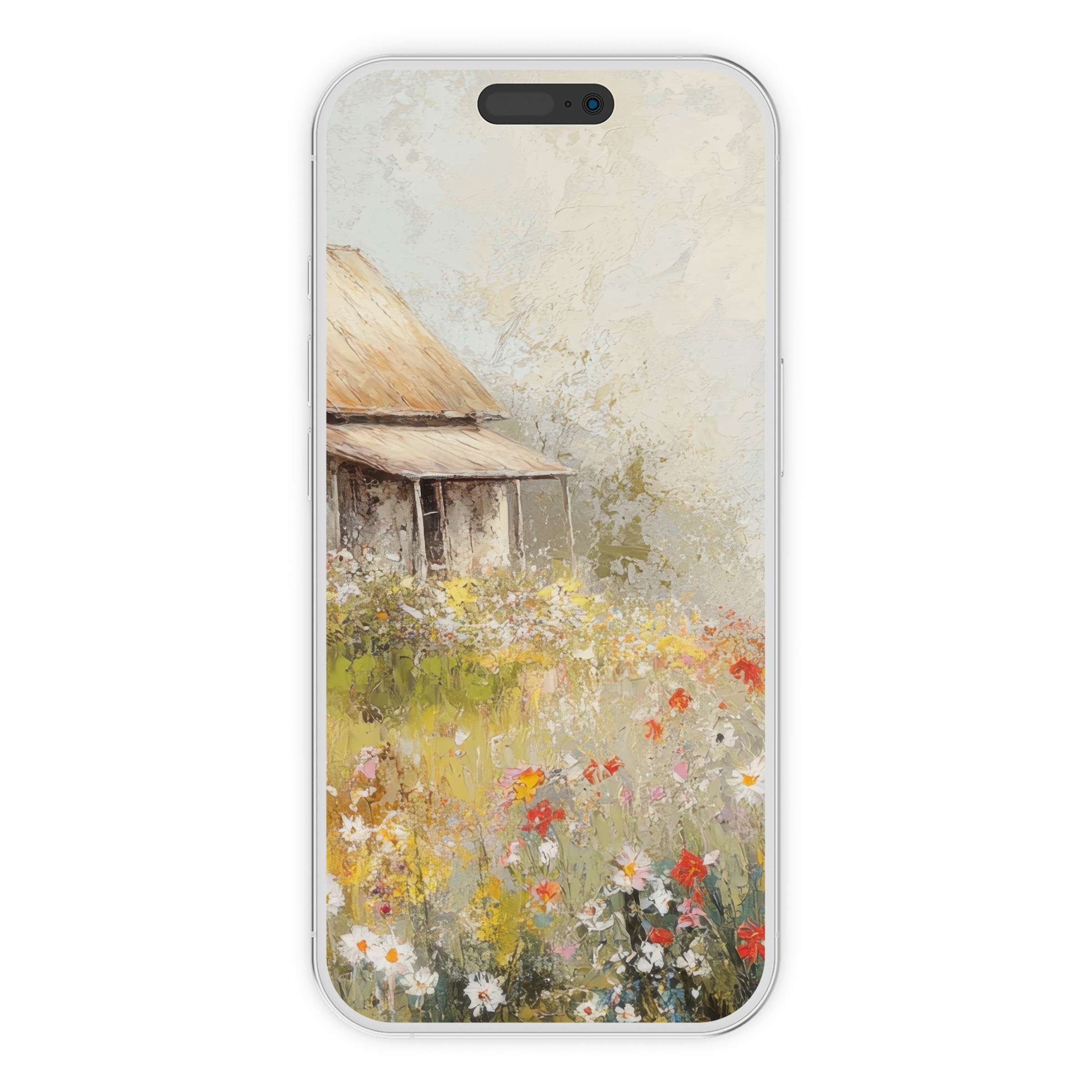 Vintage iPhone wallpaper digital download showcases an elegant floral cottage phone background with soft earthy tones for serene beauty