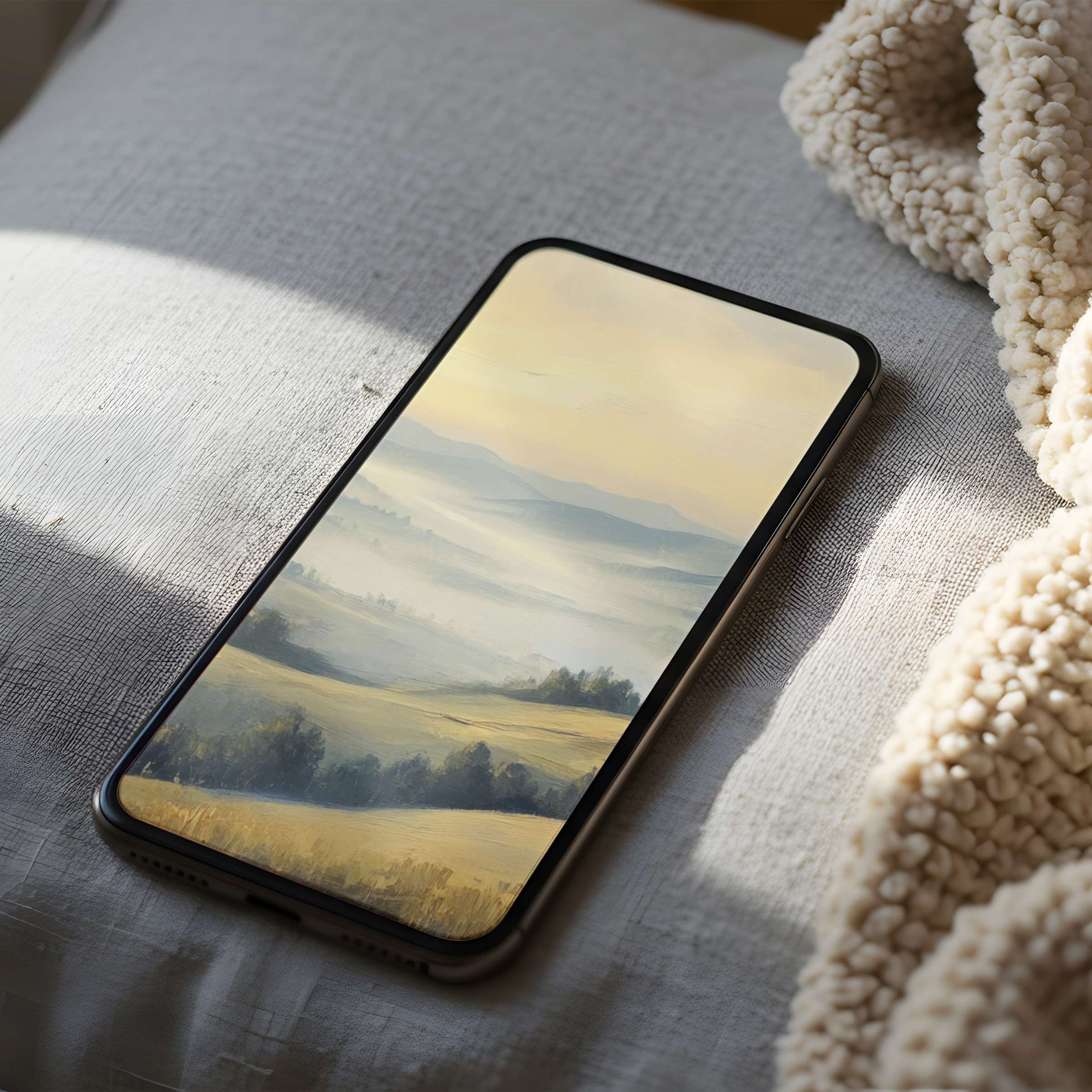 Serene landscape phone wallpaper in high resolution with calming pastel tones offers peaceful aesthetics for iPhone and Android use