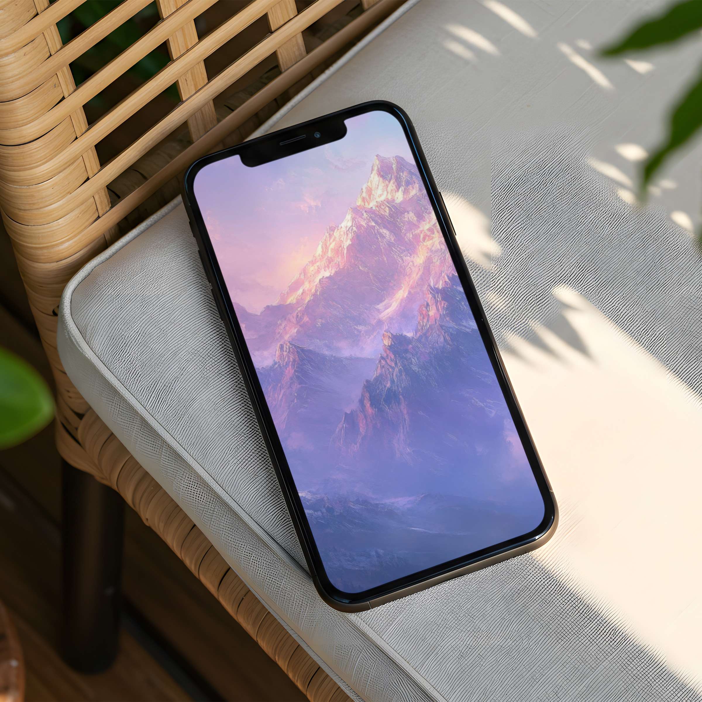 Serene mountain landscape iPhone background offering instant download for iPhone and Android phones inspiring calm and elegance