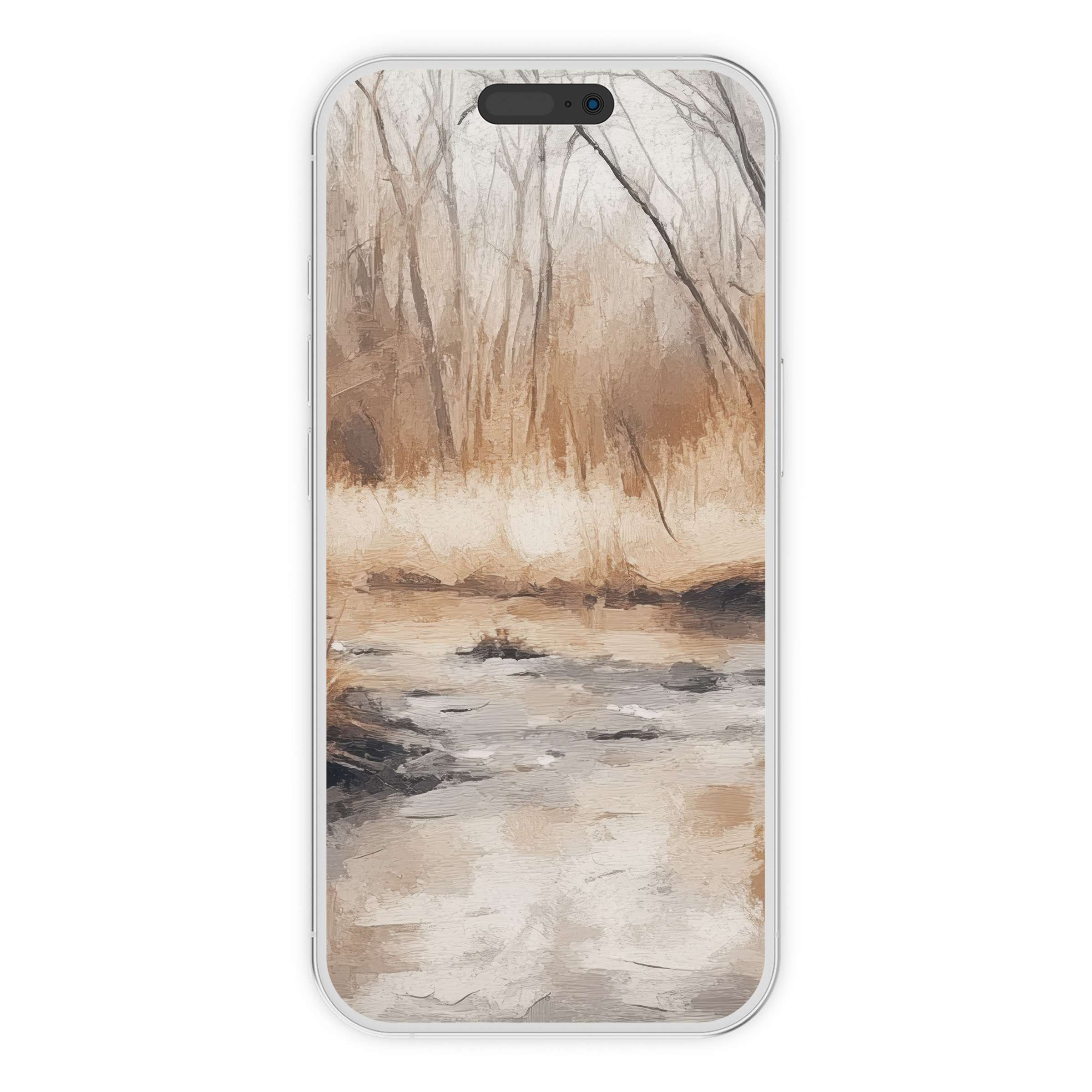 Elegant vintage iPhone wallpaper showcasing a serene watercolor landscape, perfect phone background for a soothing digital download