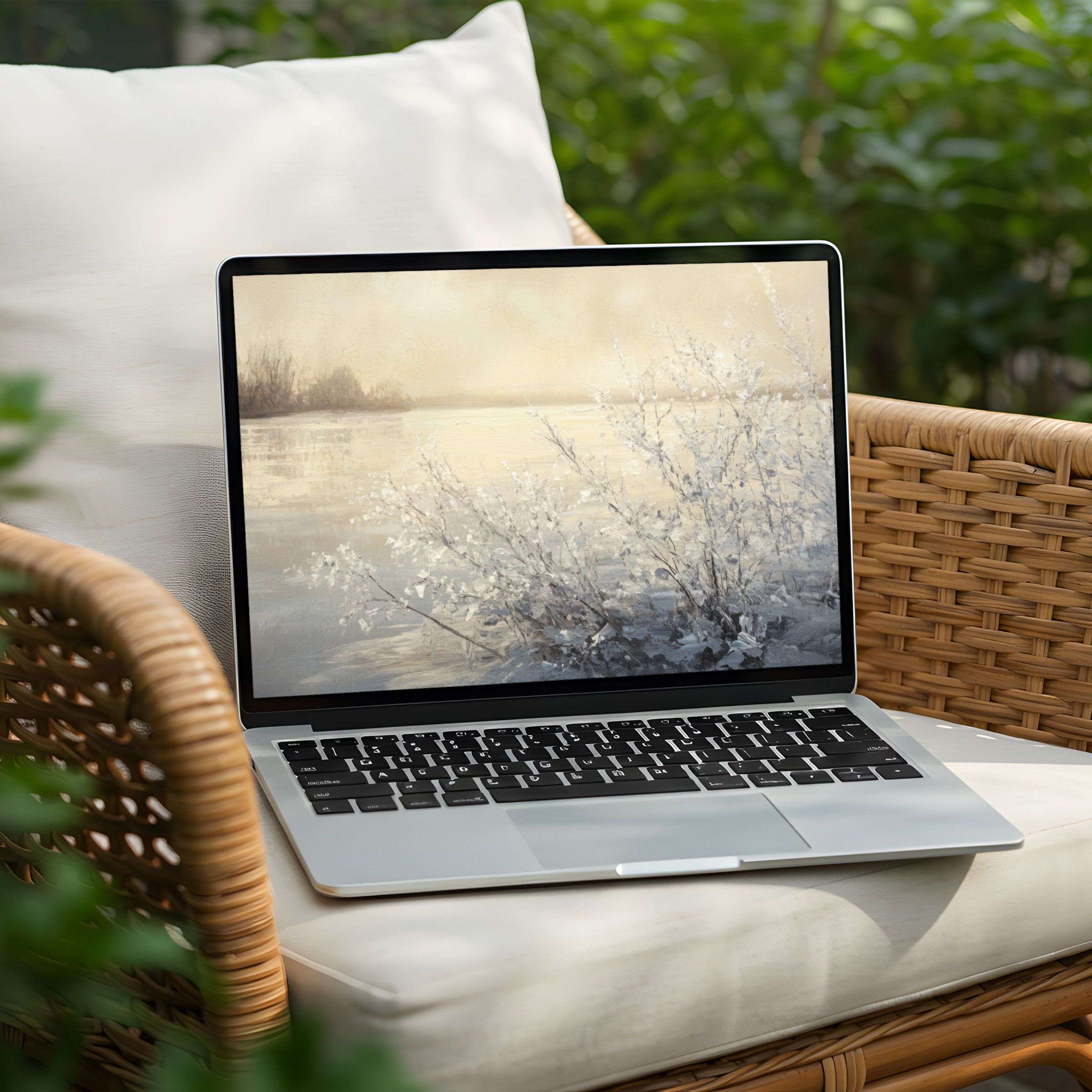 Elegant winter-themed desktop background for PC and Laptop, perfect for instant download, evokes calm and mindful inspiration