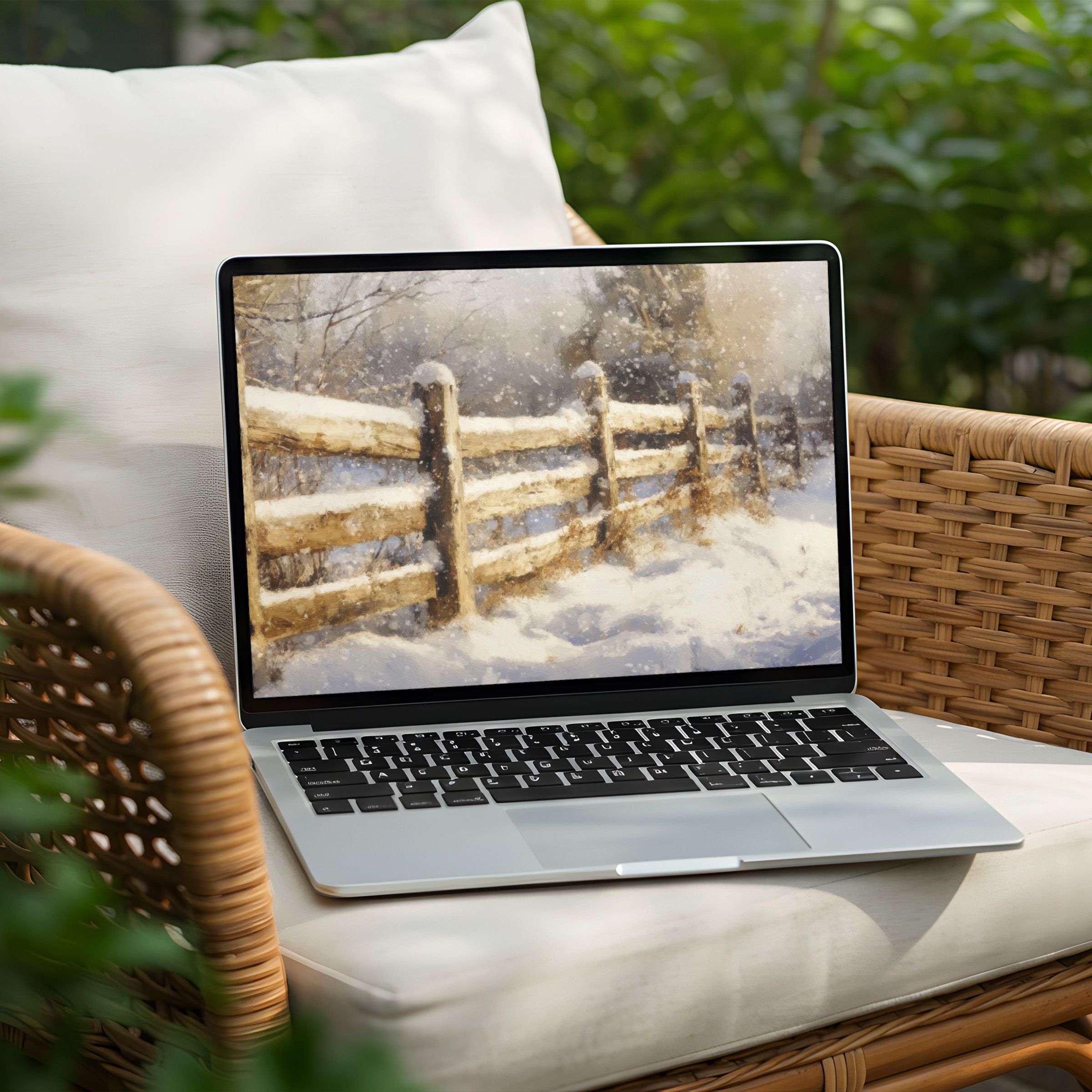 Elegantly serene winter scene on PC and Laptop desktop background offers instant download for calm inspiration and harmonious design