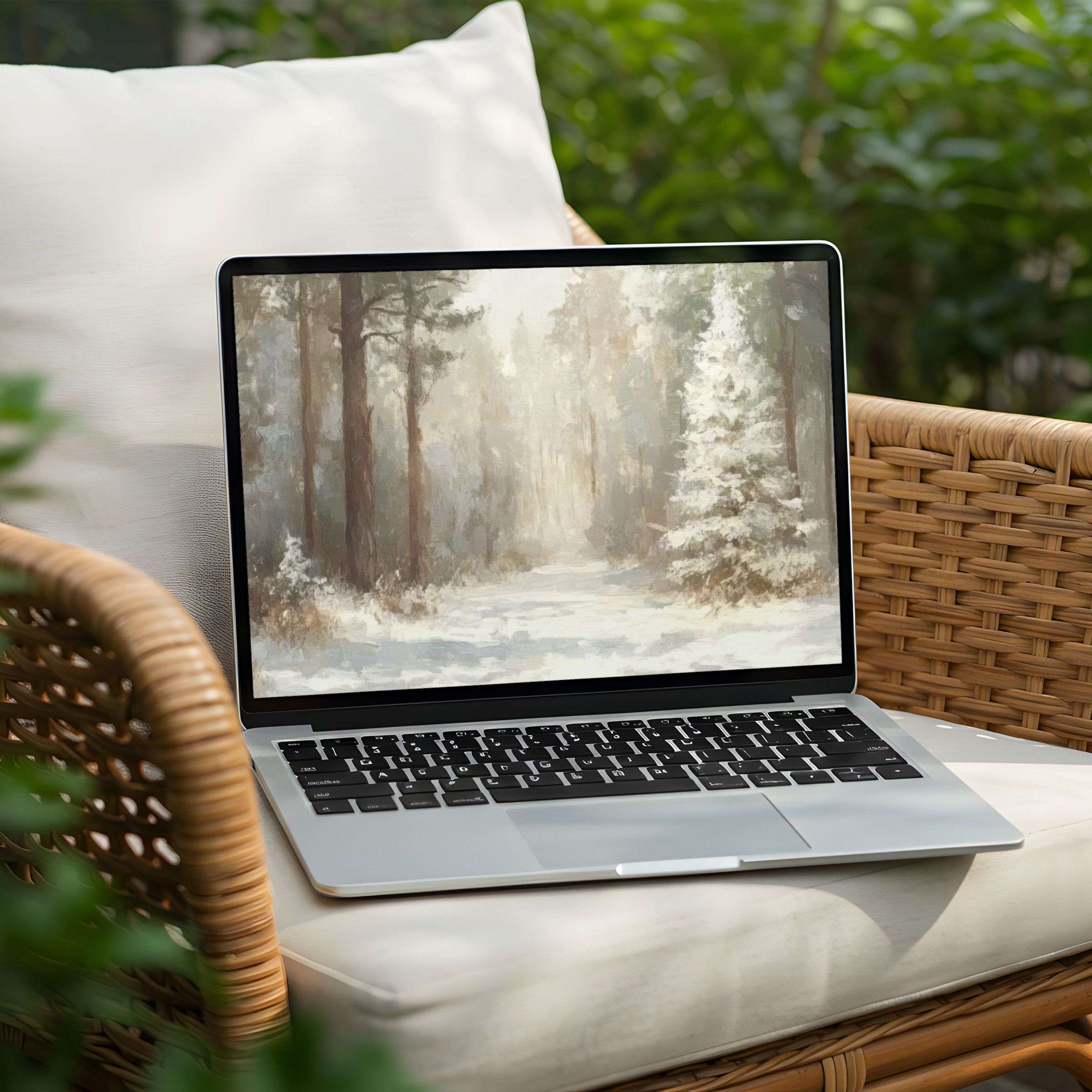 Elegant forest desktop background for PC and Laptop offers instant download, inspiring calm and mindfulness with serene winter hues