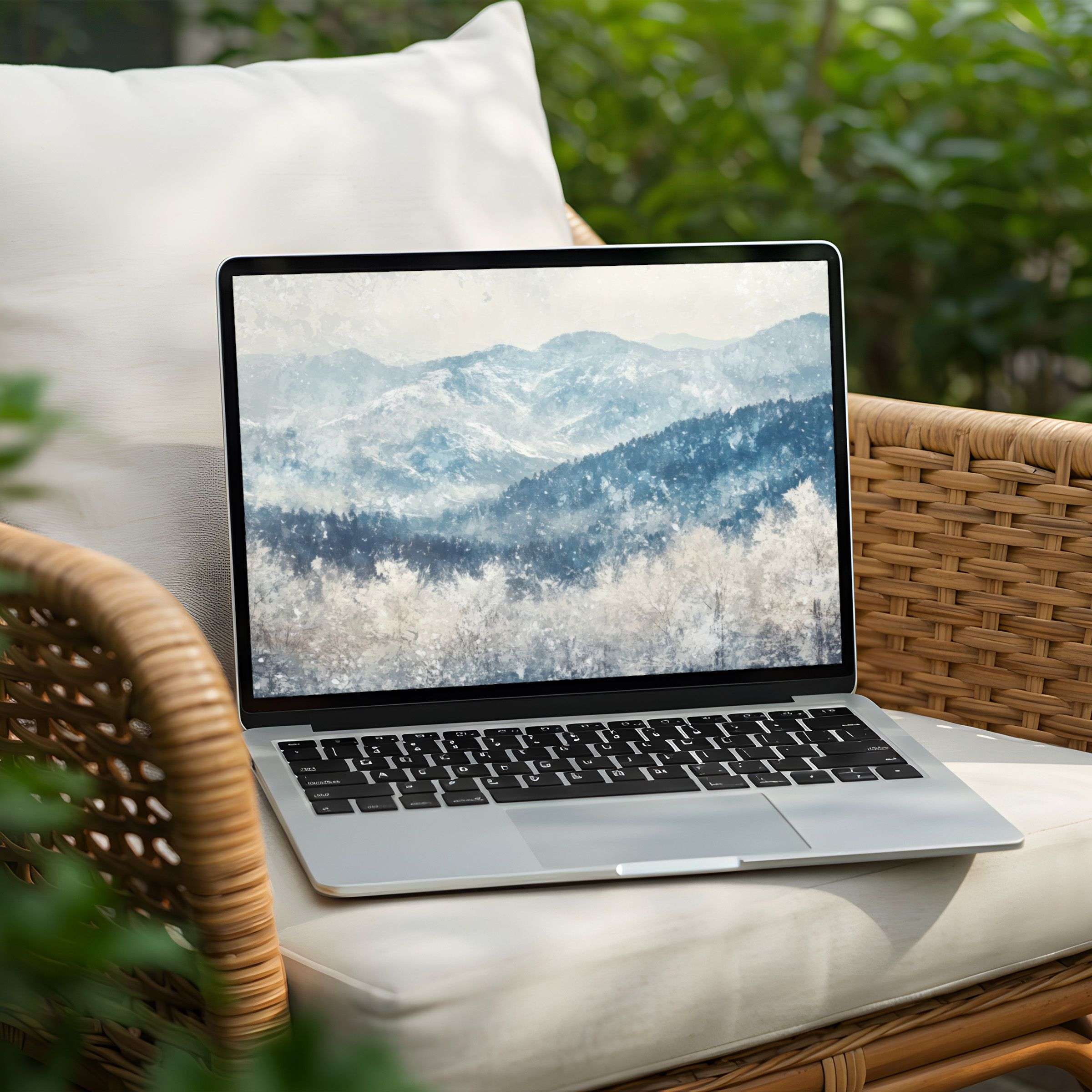 Elegant mountain scene desktop background for instant download on PC or Laptop inspiring calm and mindful aesthetics