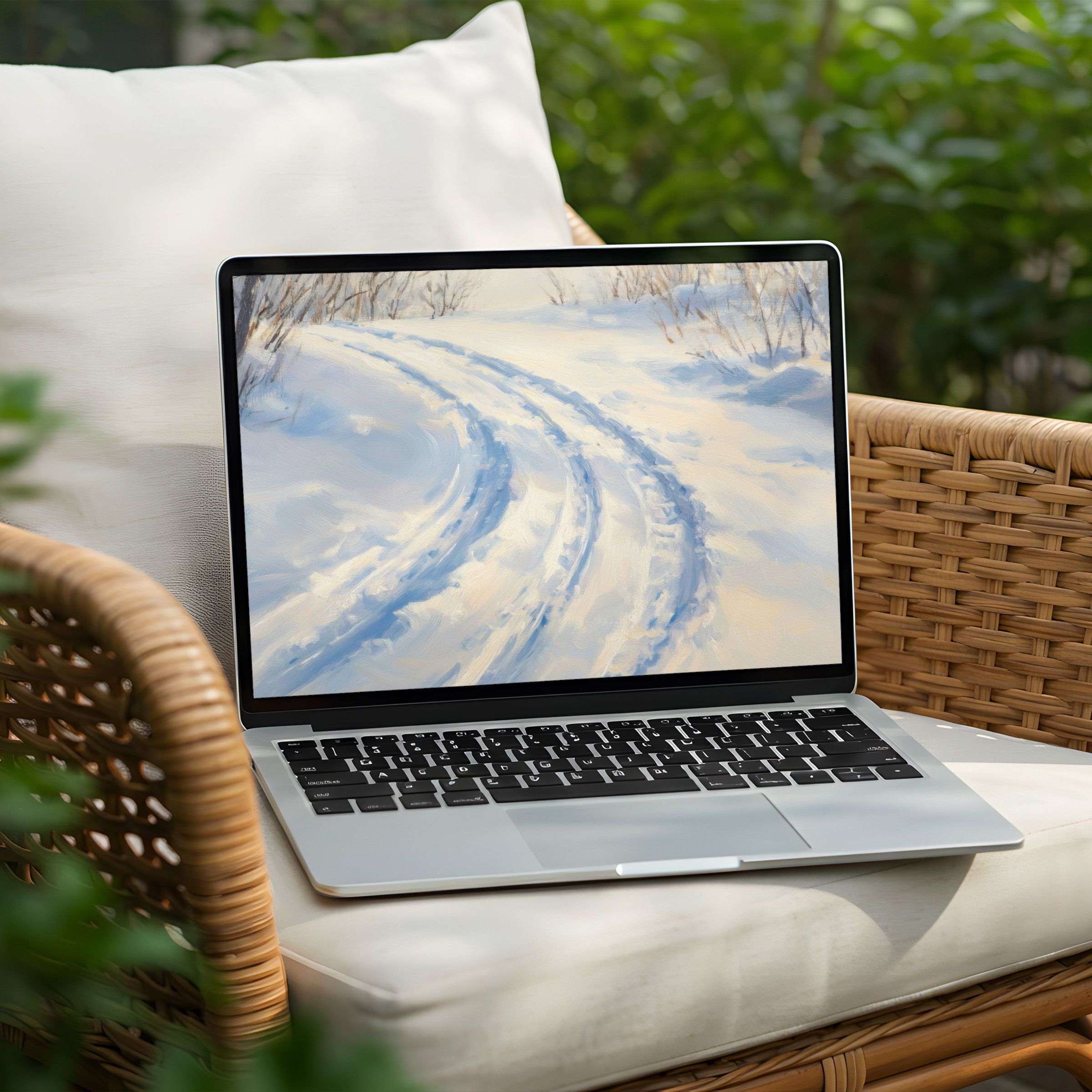 Calming snow trails desktop background for PC or Laptop brings elegance and mindfulness via instant download for design lovers