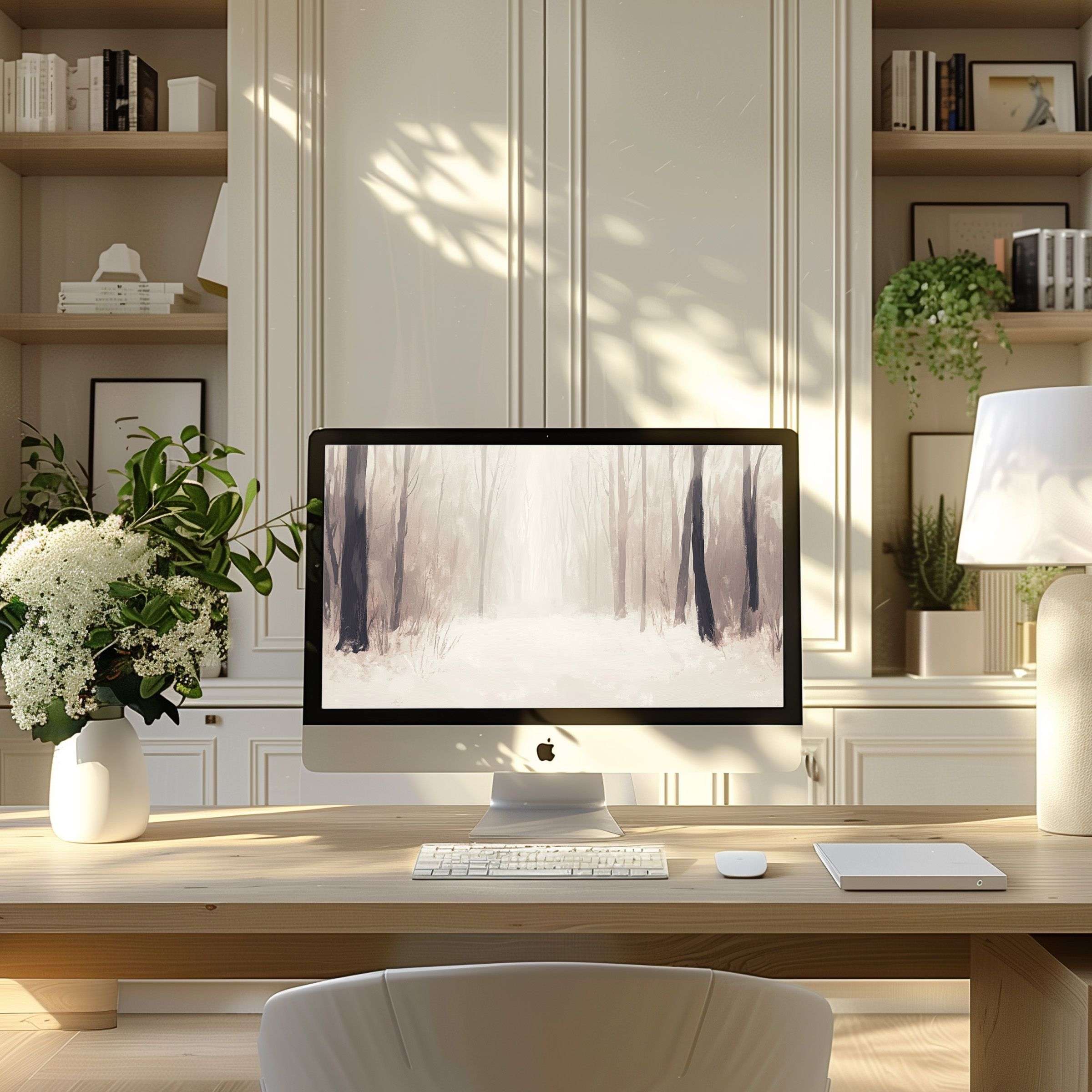 Elegant forest wallpaper for computer brings calm inspiration to modern home offices, perfect for PC, laptop, ultrawide download