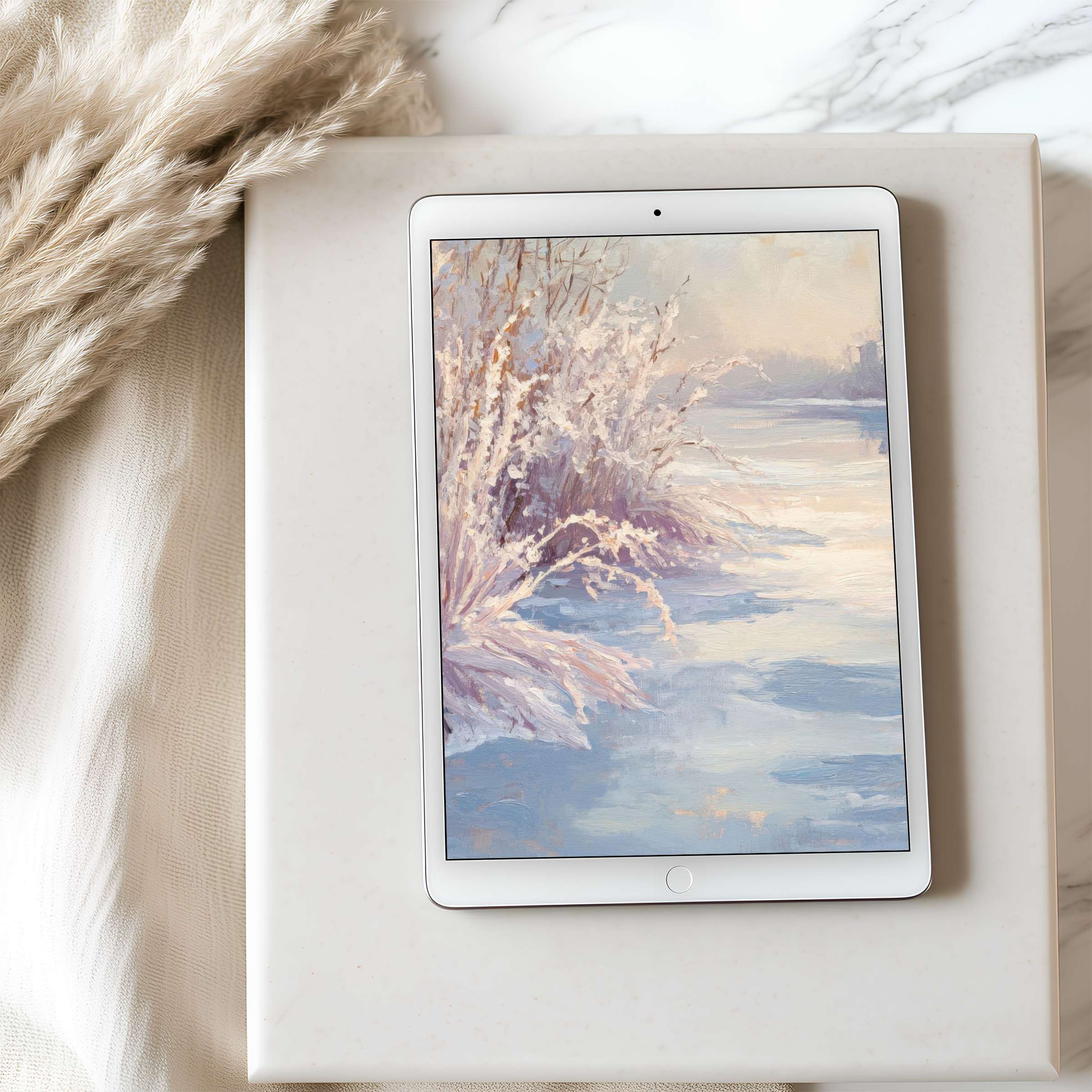 Elegant winter landscape tablet wallpaper brings serenity to your high resolution iPad or Android tablet digital download