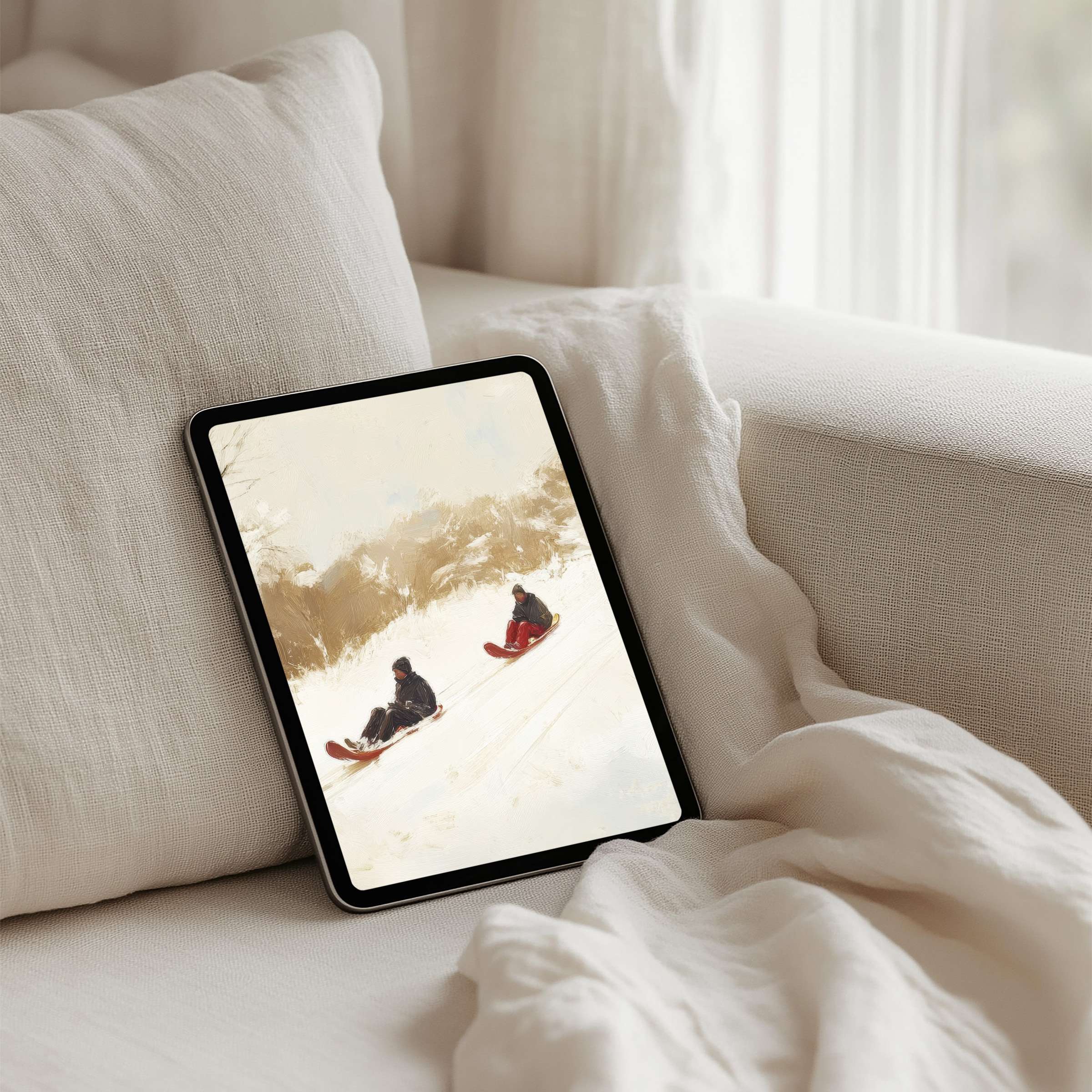 Illuminated by soft natural light, this iPad background offers a serene snowy scene for instant download on any tablet, inspiring calm
