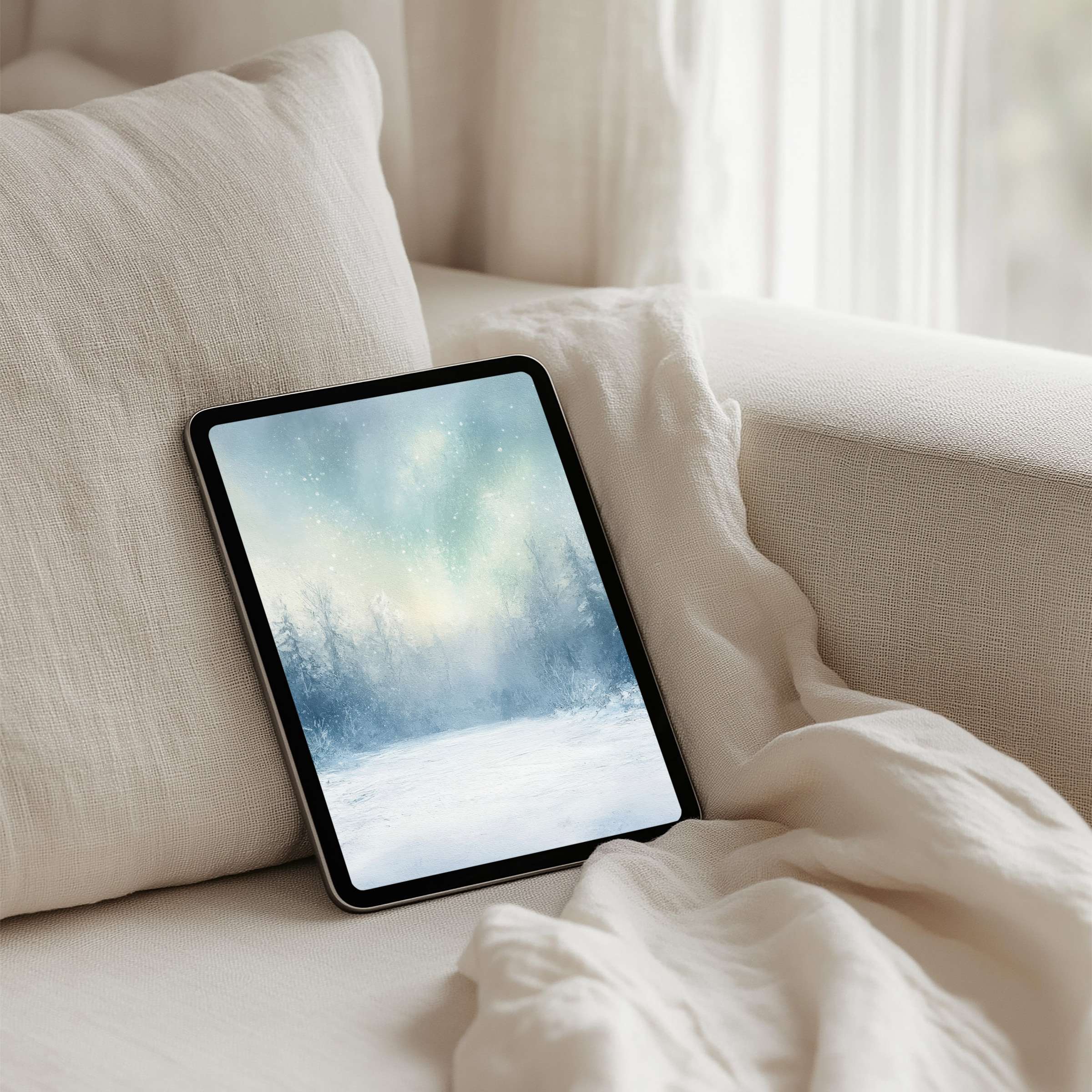 Elegant winter landscape iPad background offers inspiring calmness with instant download for any tablet enhancing mindfulness