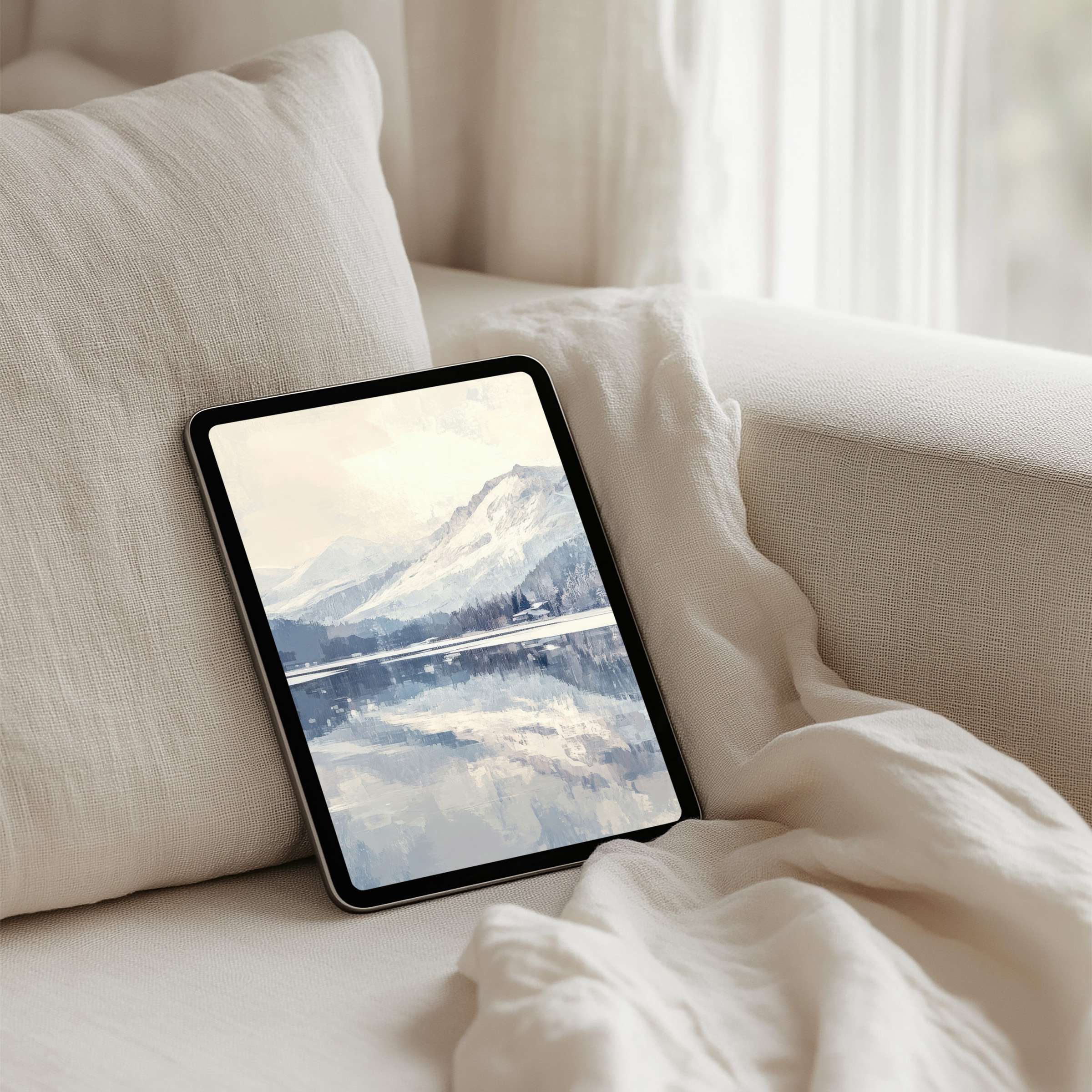 Elegant mountain landscape iPad background for instant download evokes calm and inspiration perfect for any tablet setting