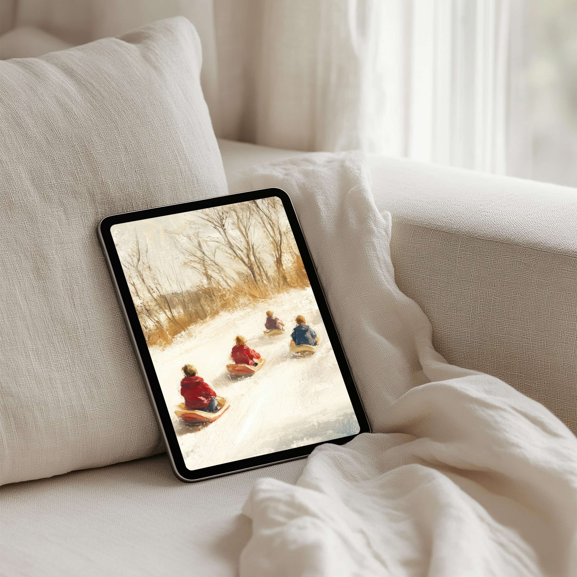 Wintery scene on iPad background evokes calm elegance ideal for tablets like Samsung or Android offering instant download serenity