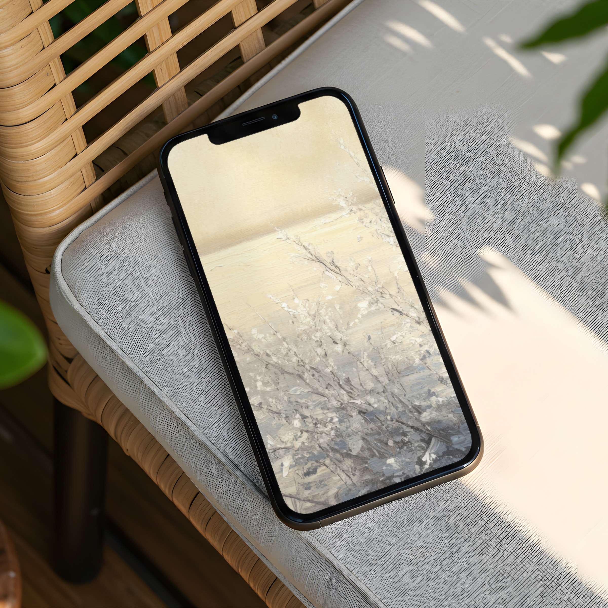 Elegant iPhone background featuring serene blossoms in soft neutral tones for instant download inspiring mindfulness on your phone