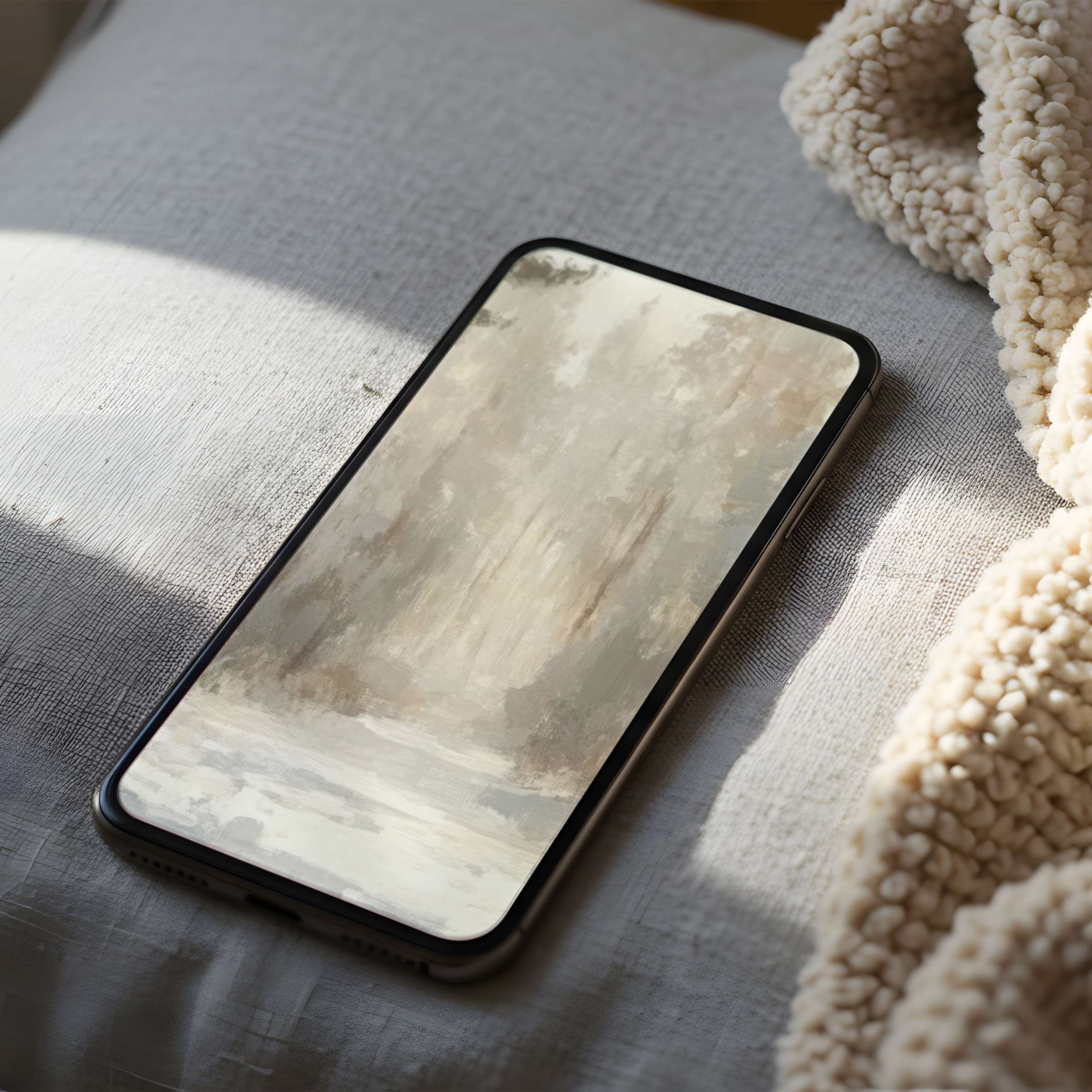 Elegant abstract phone wallpaper in soothing earth tones, perfect for iPhone or Android, offering high resolution digital download