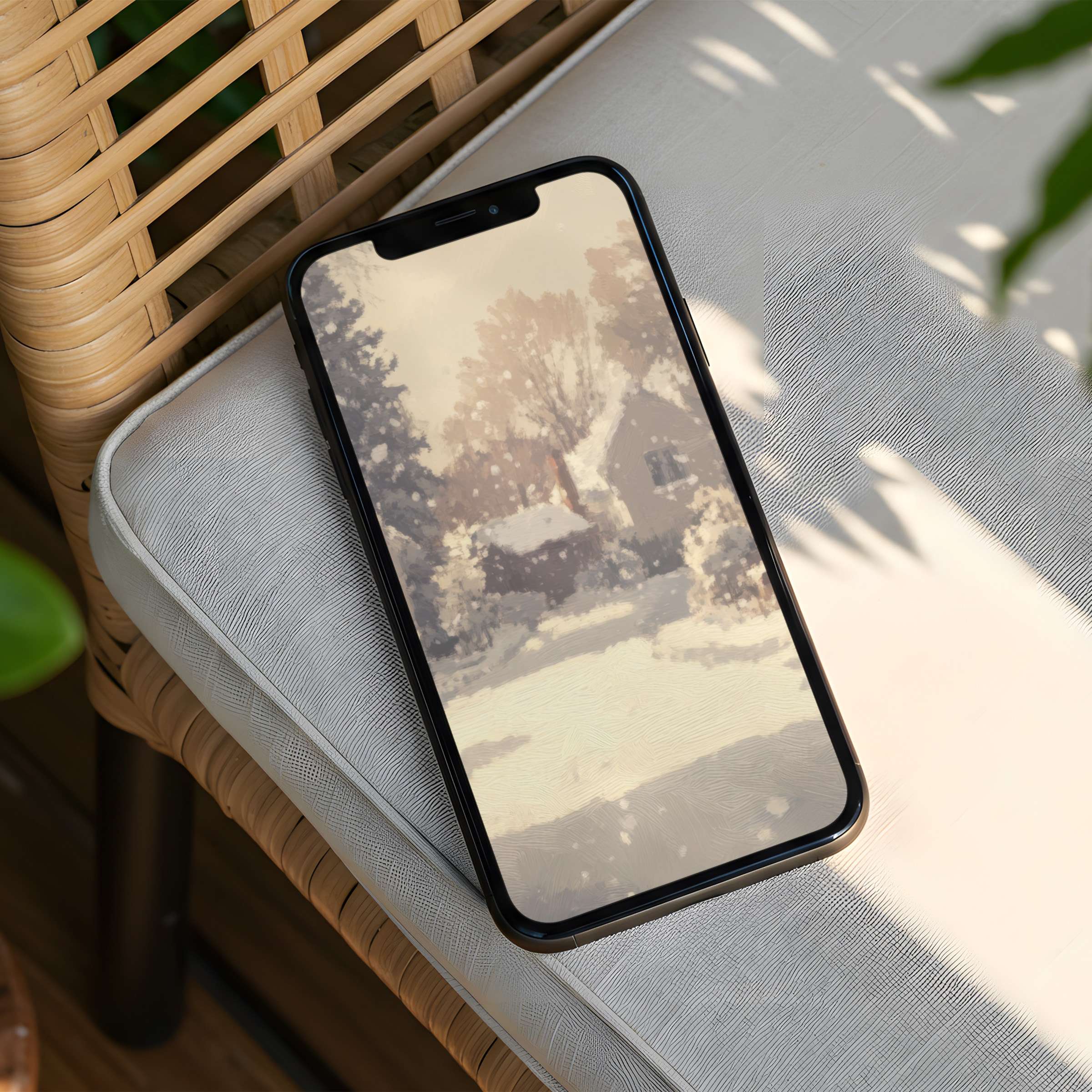 Elegant winter scene iPhone background for instant download creating a calm, inspiring phone aesthetic for mindful users