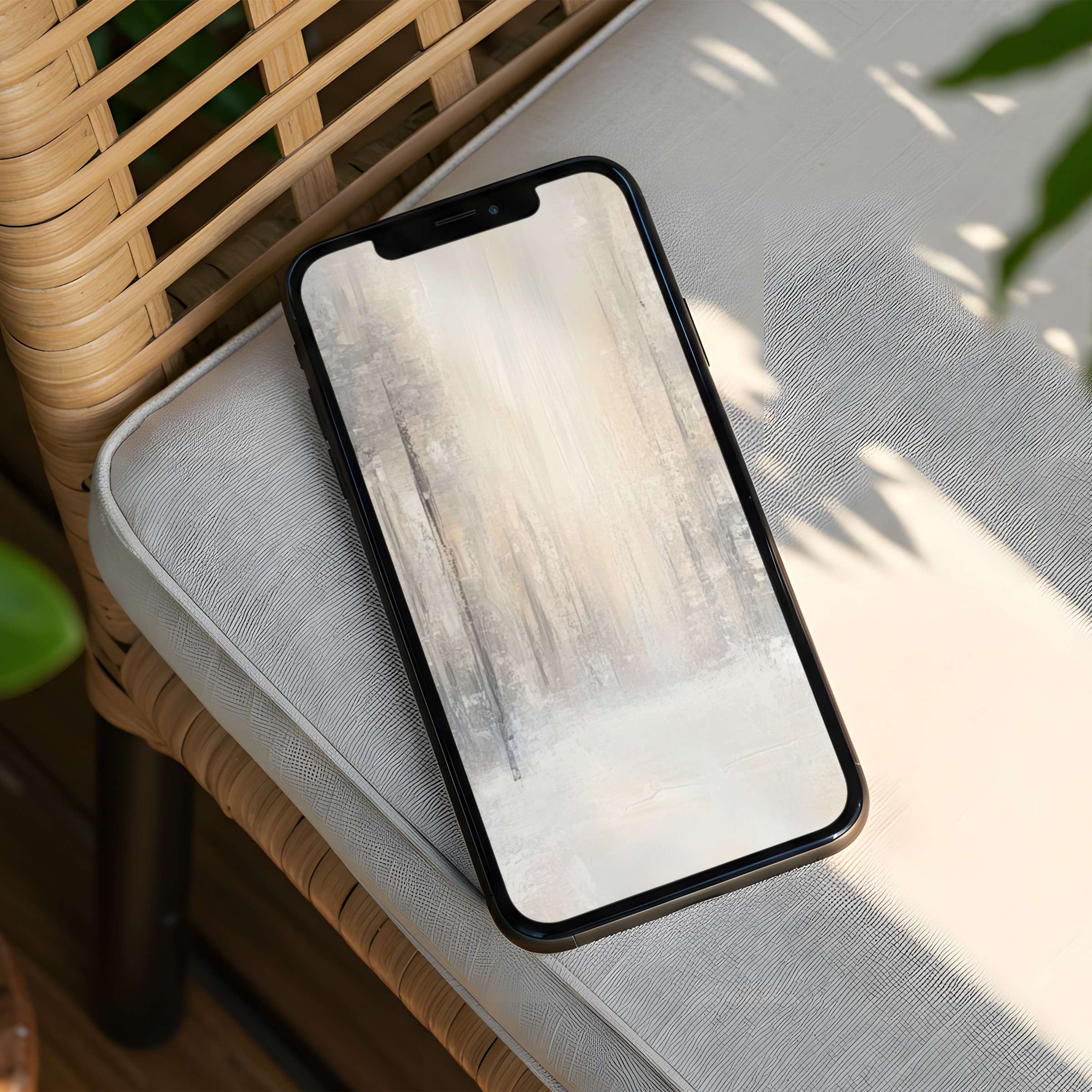 Serene abstract iPhone background in soft neutrals, perfect for a mindful phone experience, instant download for all devices
