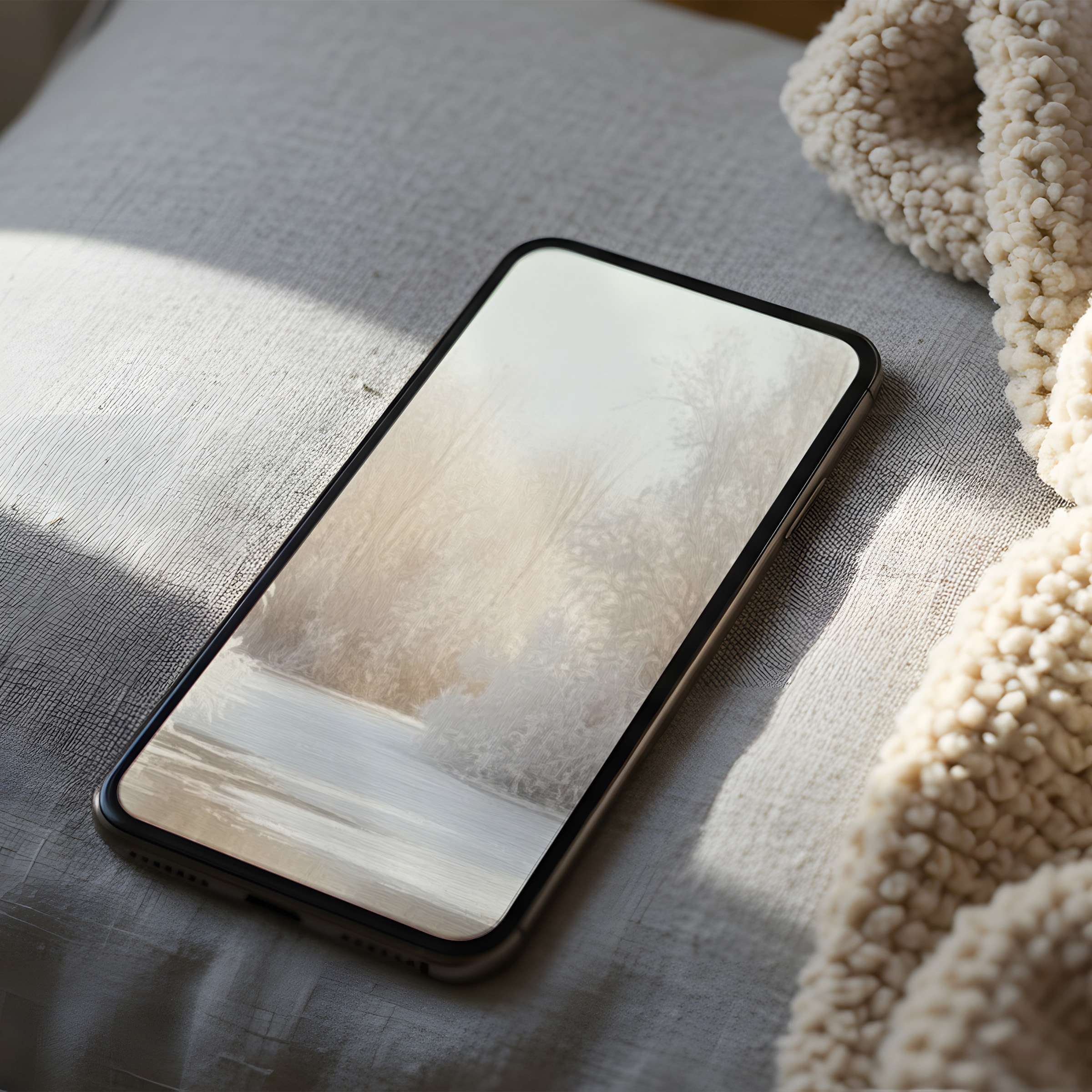 Serene winter landscape phone wallpaper offers a soothing escape, perfect for iPhone and Android, high resolution download ideal for calmness