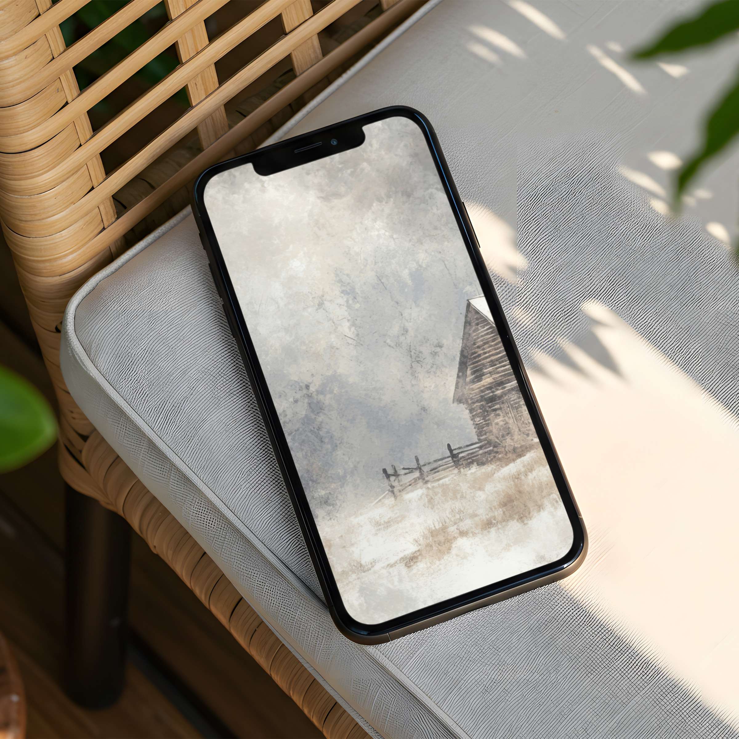 Inspire calm with this rustic iPhone background featuring an elegant winter scene for instant download to your phone