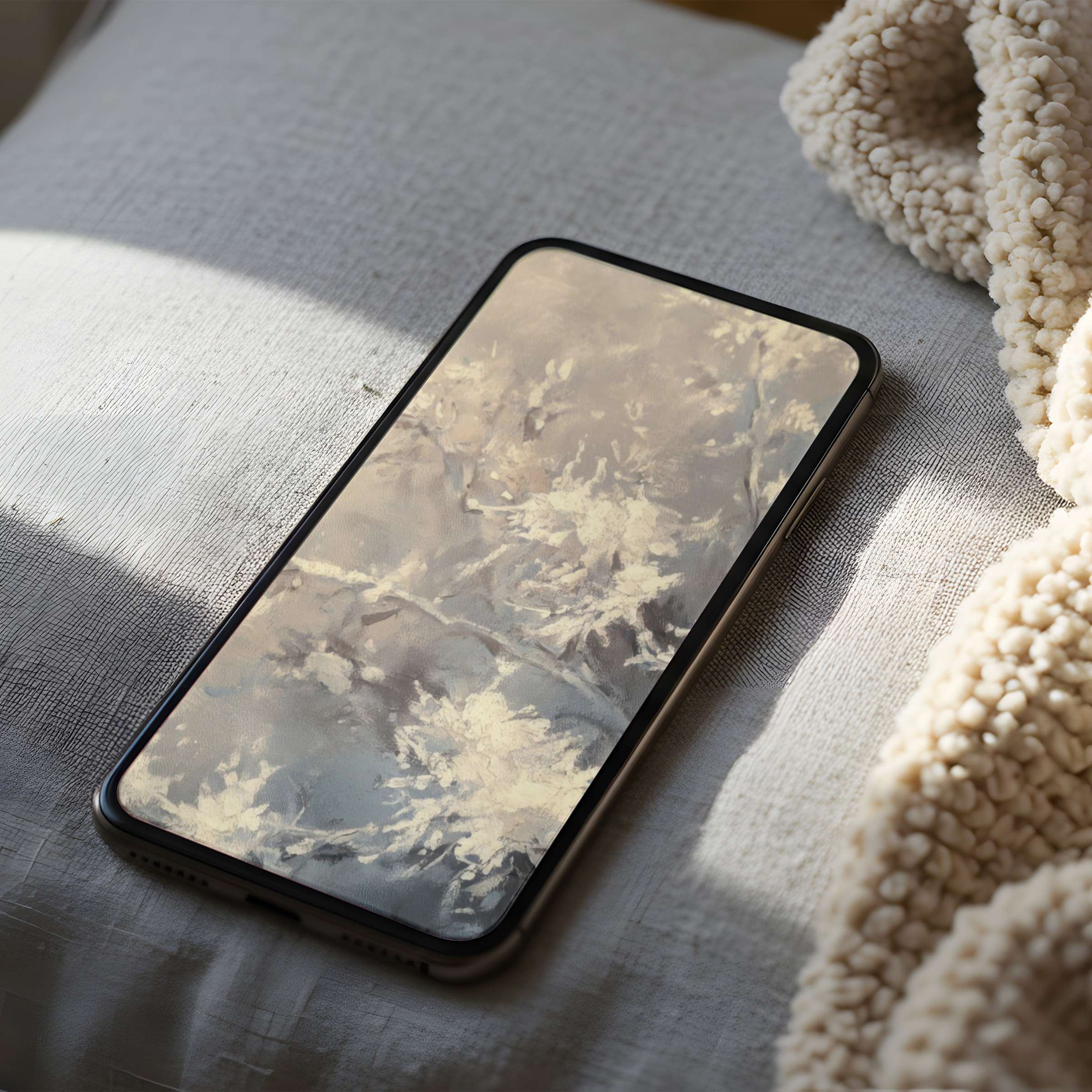 Elegant abstract phone wallpaper in calming earth tones, enhancing tranquility, suitable for high resolution iPhone and android download