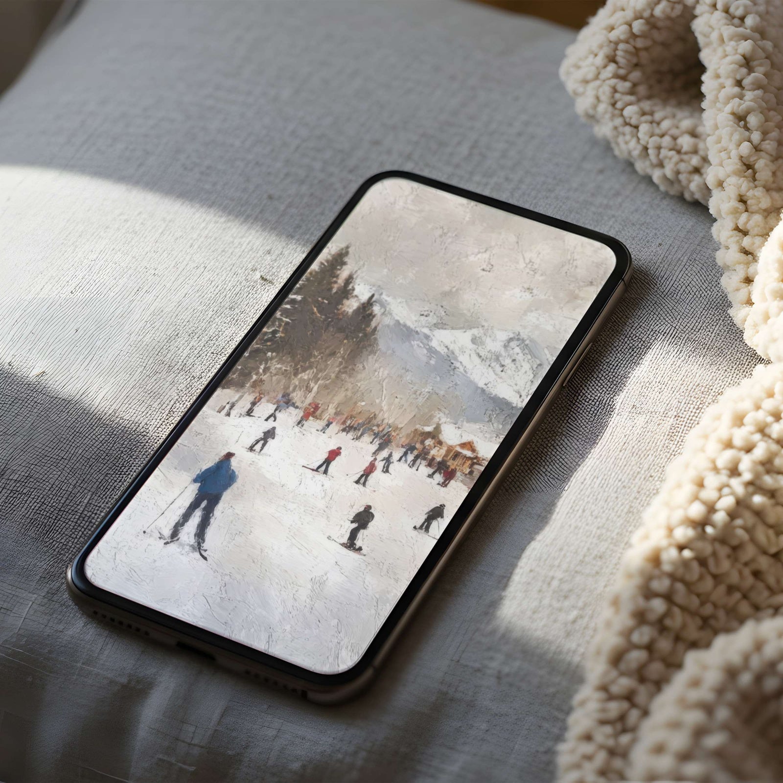 Winter iPhone Wallpaper Snowy Ski Resort Scene