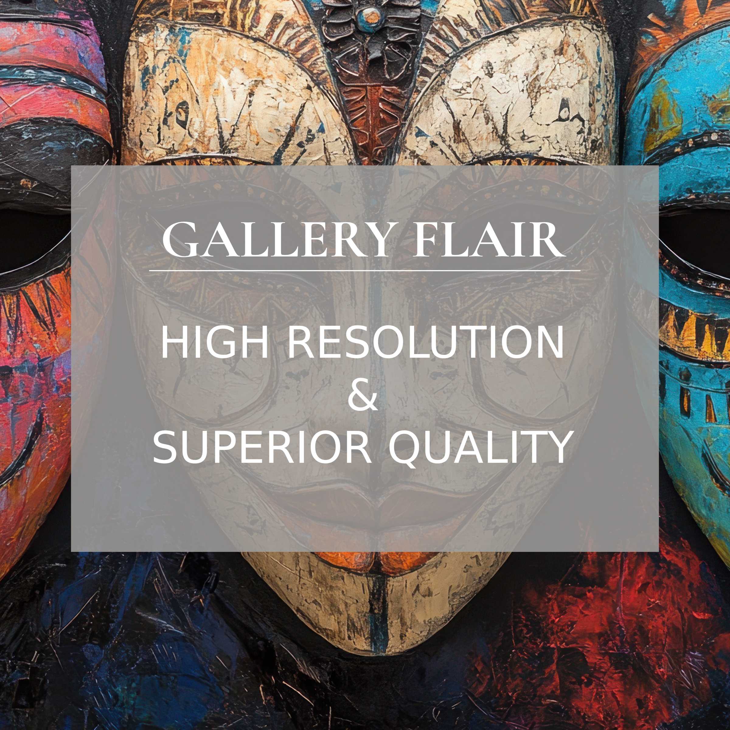 Colorful tribal masks iPad wallpaper for design-conscious users, offering a high-resolution digital download as serene tablet background