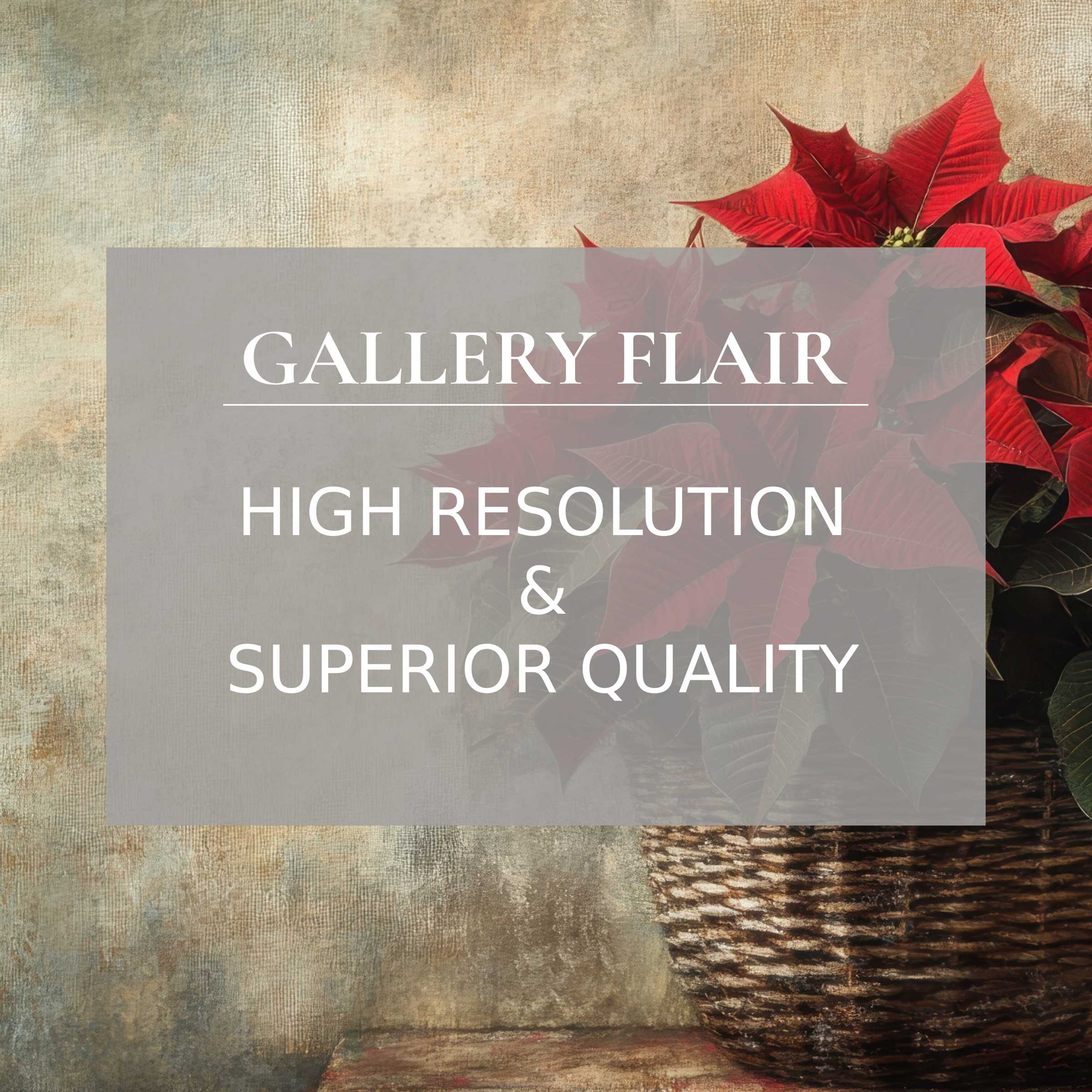 Elegant poinsettia basket wallpaper for Mac and PC, high-resolution digital download for a serene, curated home office atmosphere