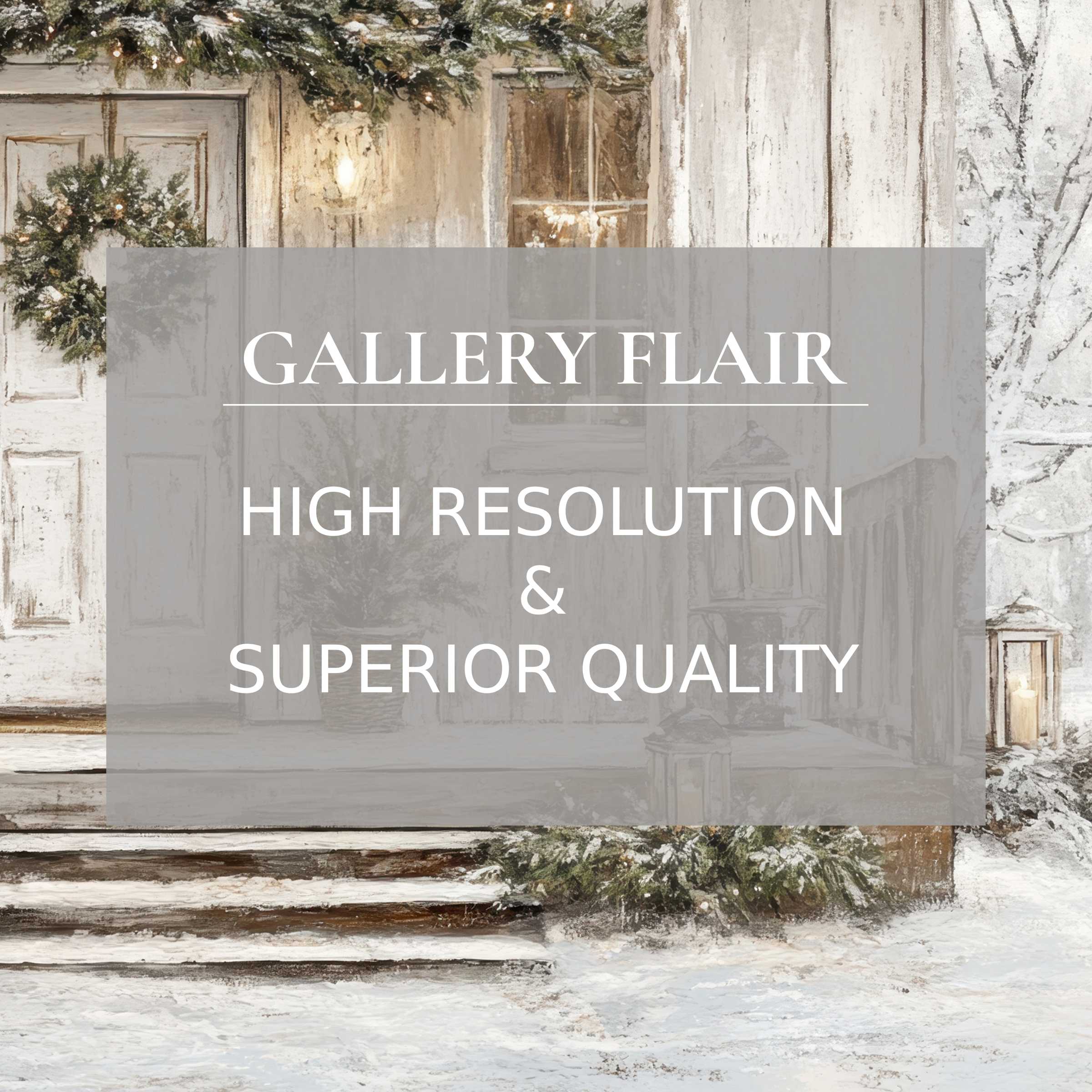 Elegant snowy doorstep scene for iPad wallpaper offers high-resolution digital download perfect as a curated tablet background