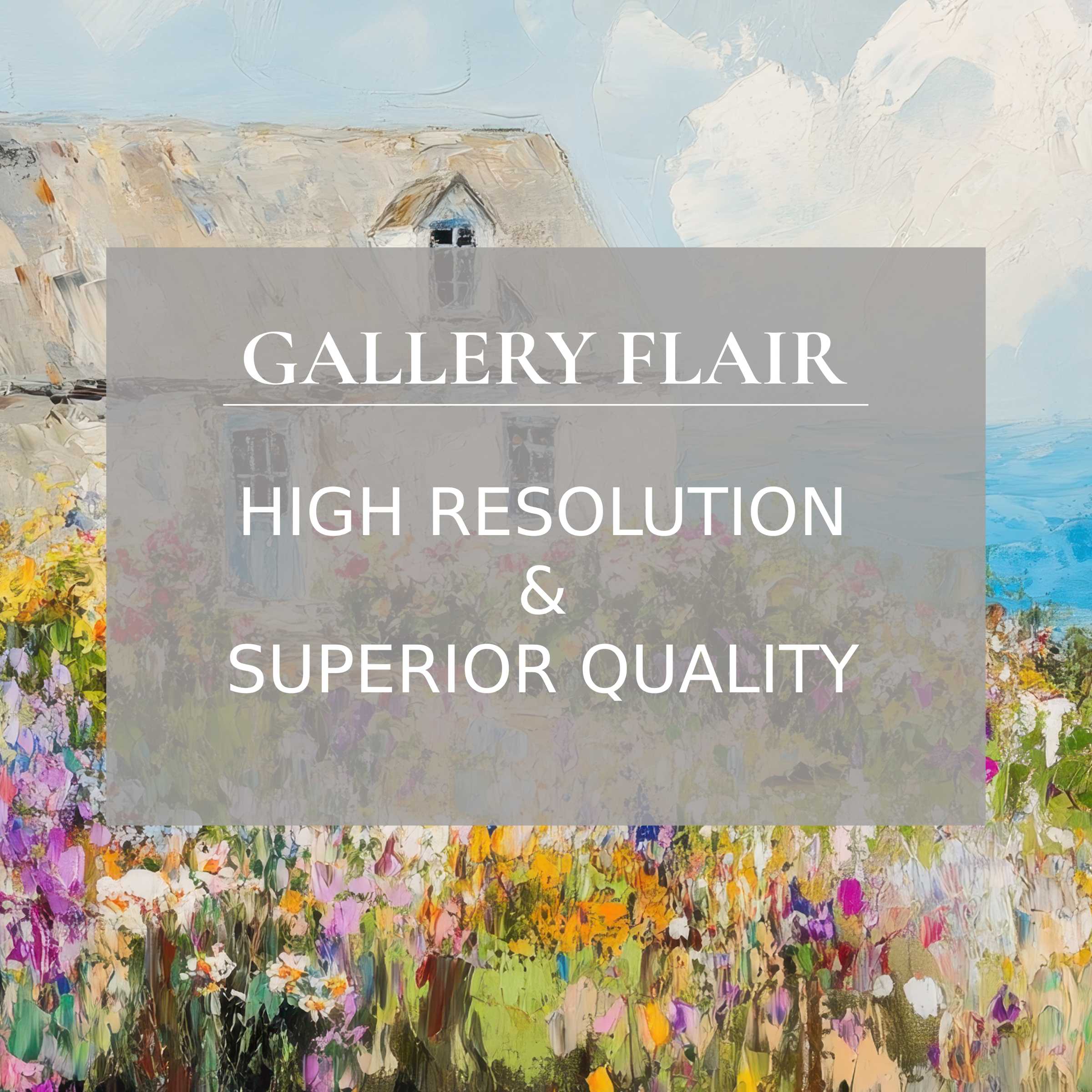 High-resolution wallpaper for Mac and PC, digital download of vibrant cottage and floral scene, inspires calm in any workspace