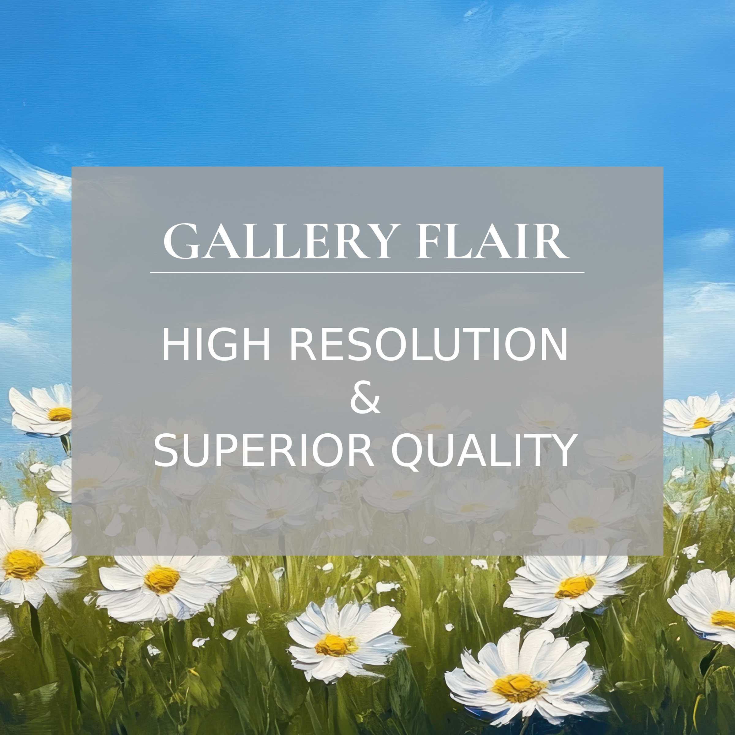 Download inspiring high-resolution wallpaper for Mac and PC featuring serene daisies in a vibrant sky, ideal for curated home office aesthetics